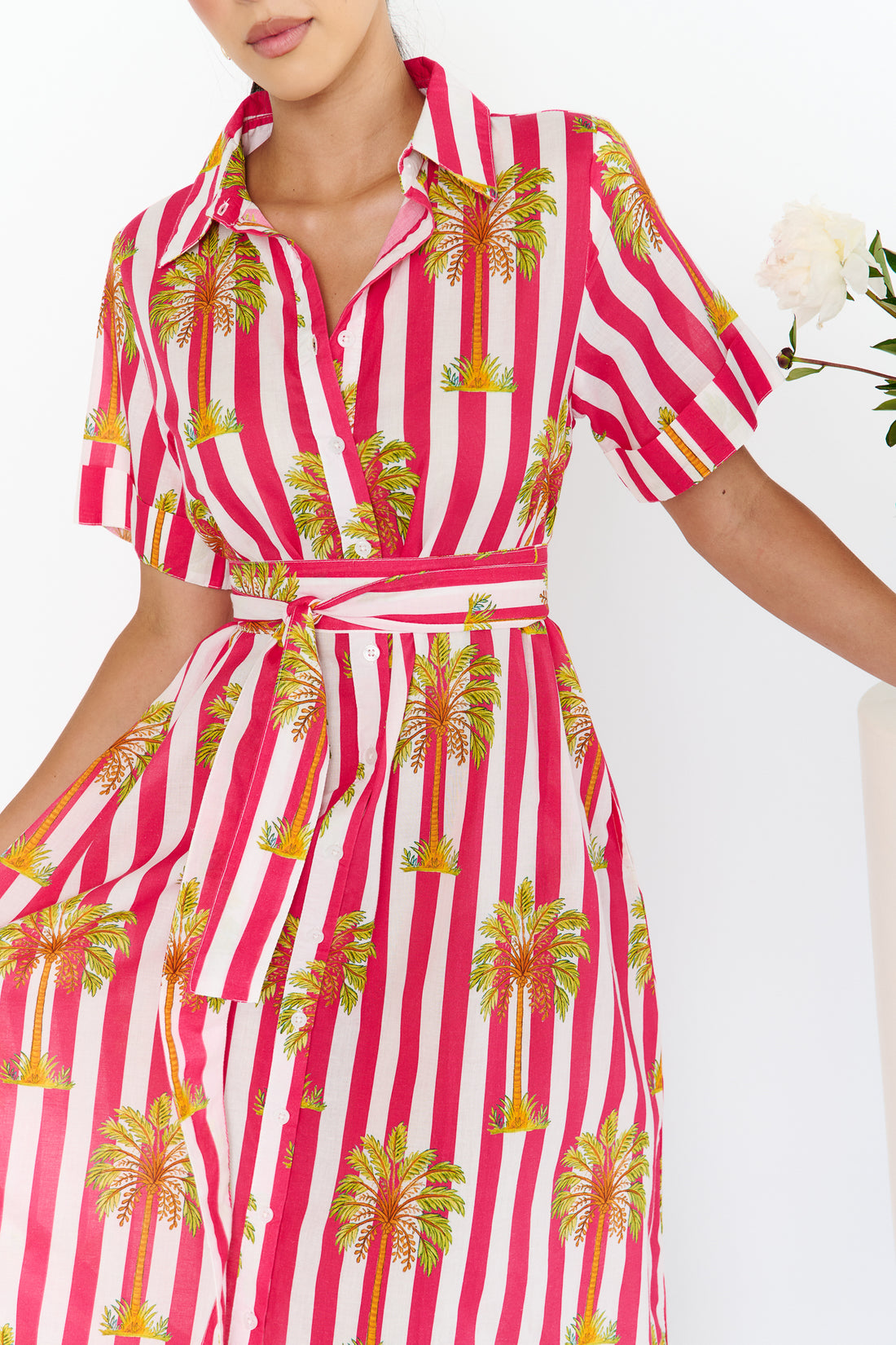 Noosa Dress - Pink Palm