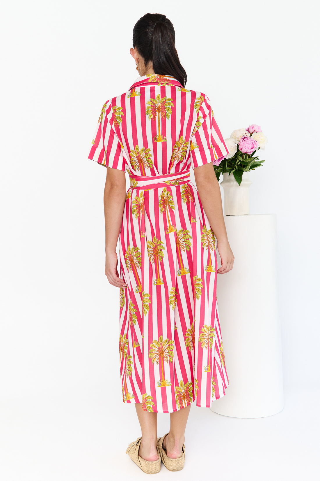 Noosa Dress - Pink Palm