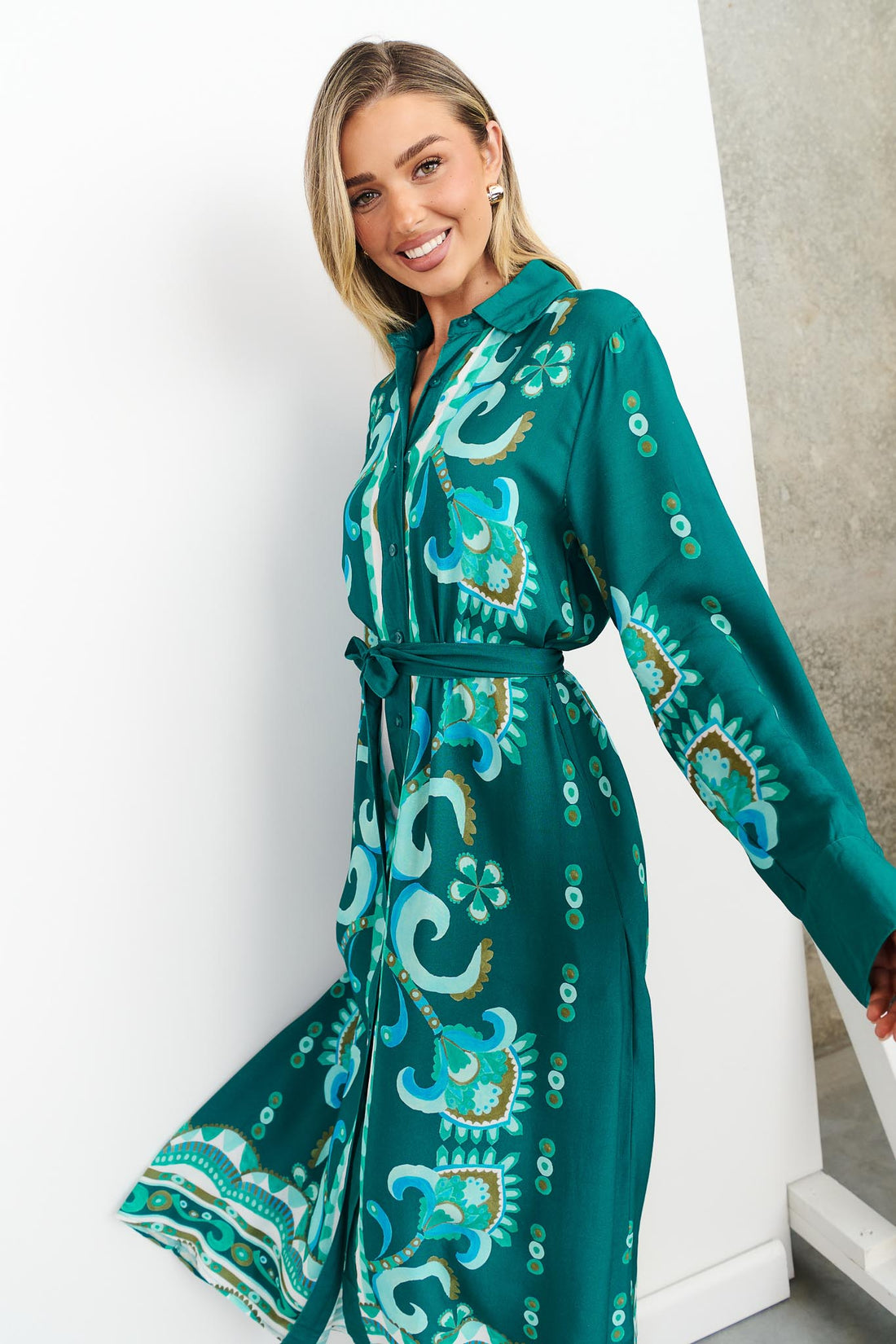 Olivia Shirt Dress - Jade Green