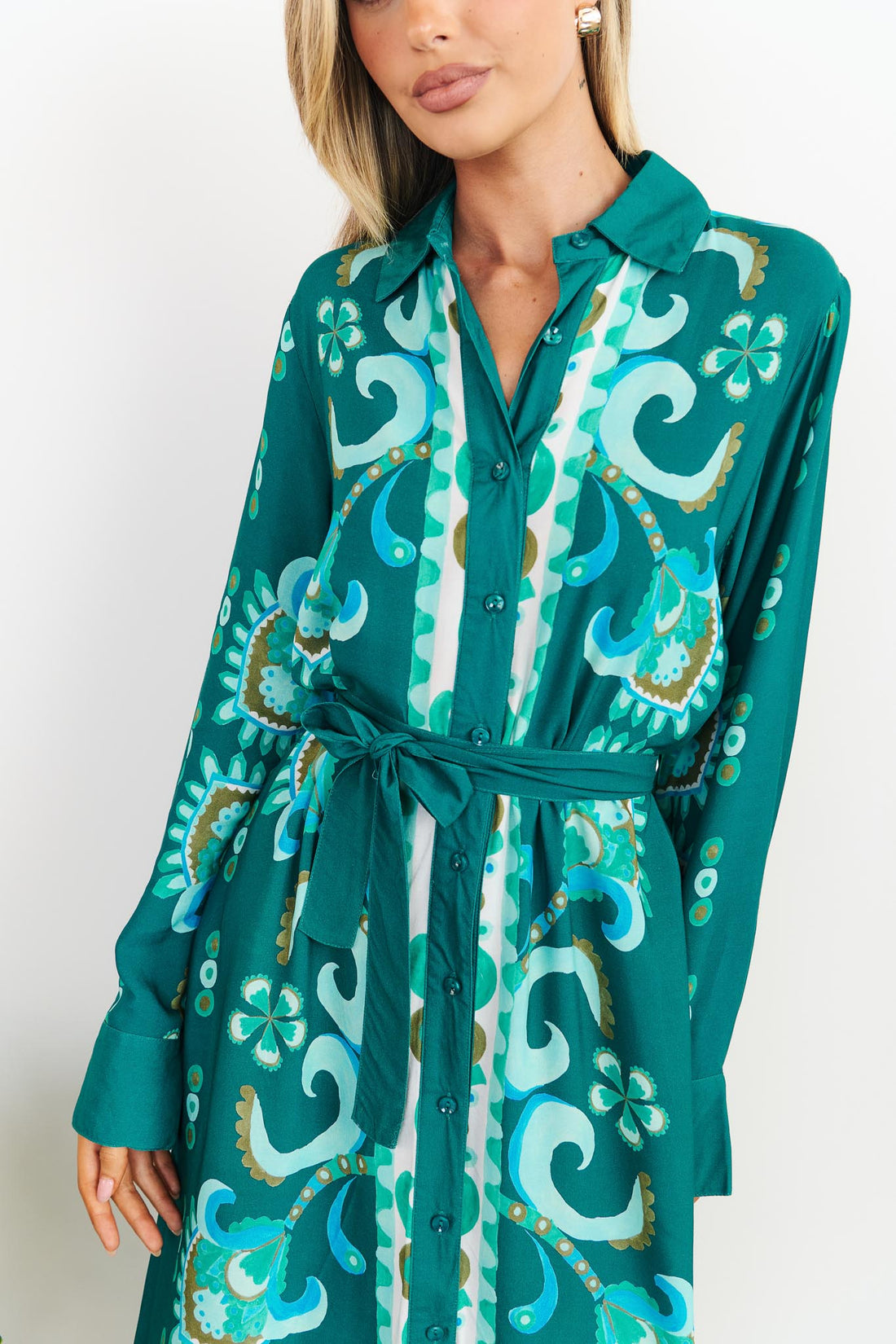 Olivia Shirt Dress - Jade Green