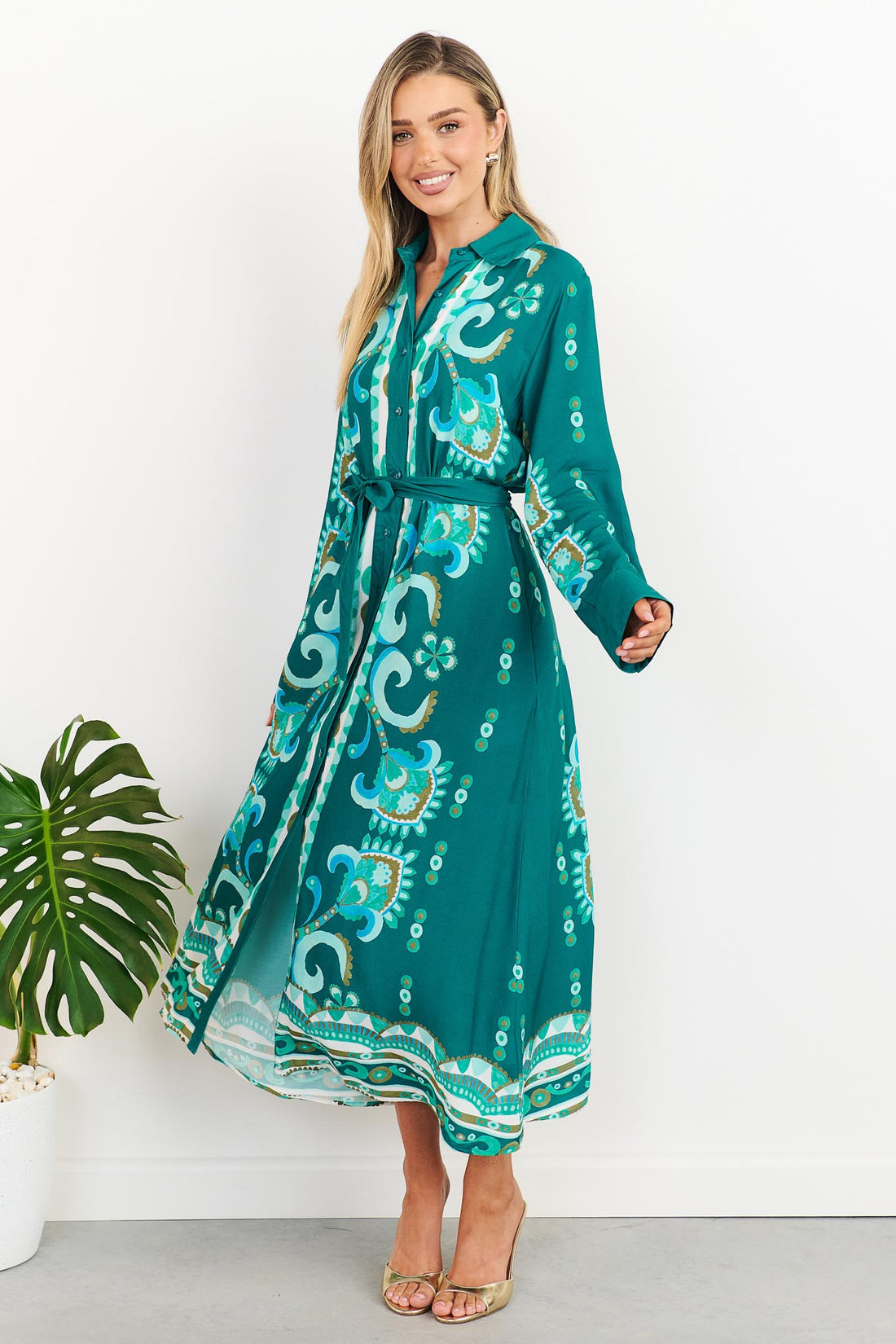 Olivia Shirt Dress - Jade Green