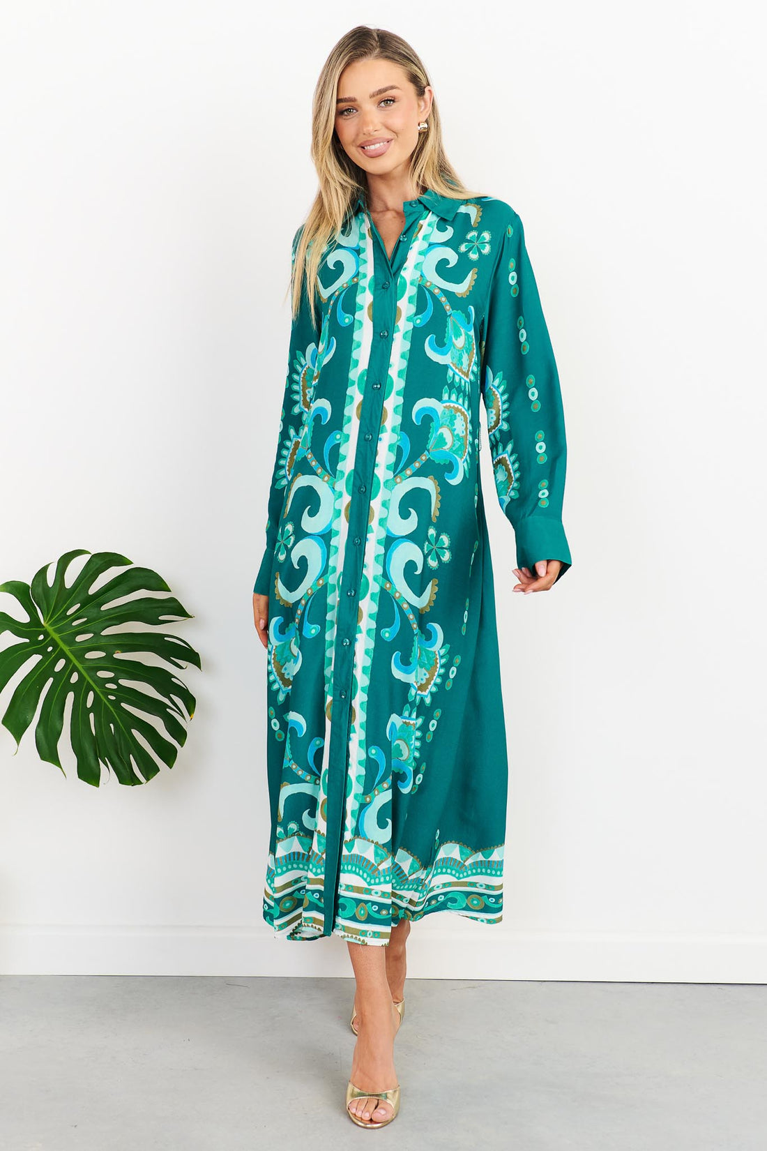 Olivia Shirt Dress - Jade Green