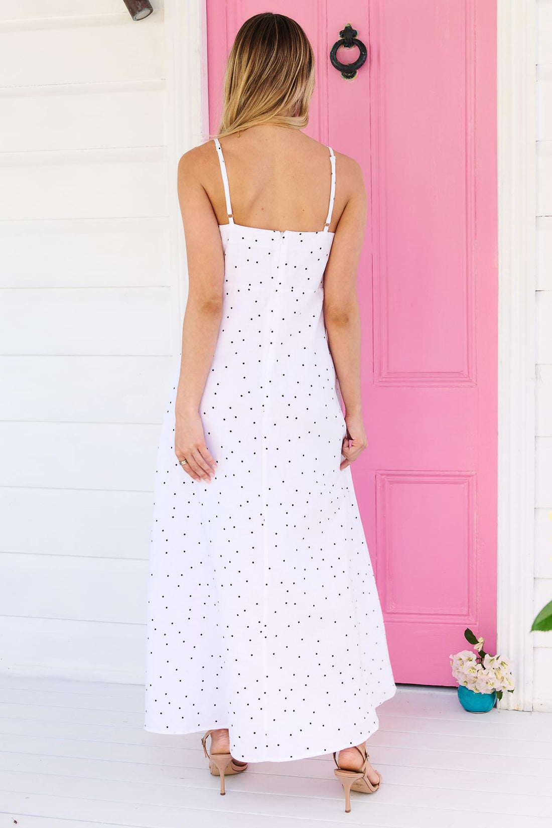 Olivia Polkadot Maxi Dress - White