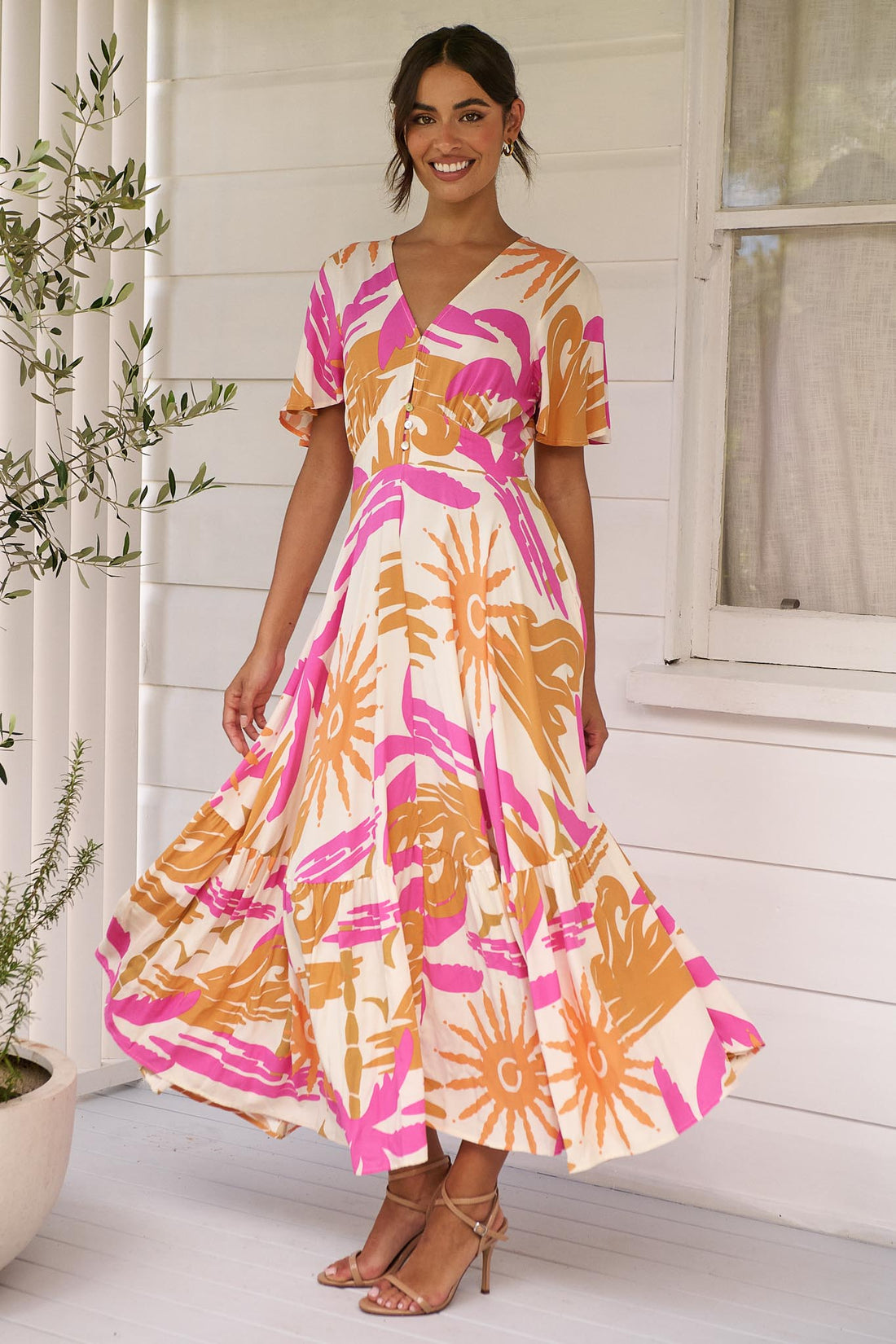 Palais Maxi Dress - Pink Print