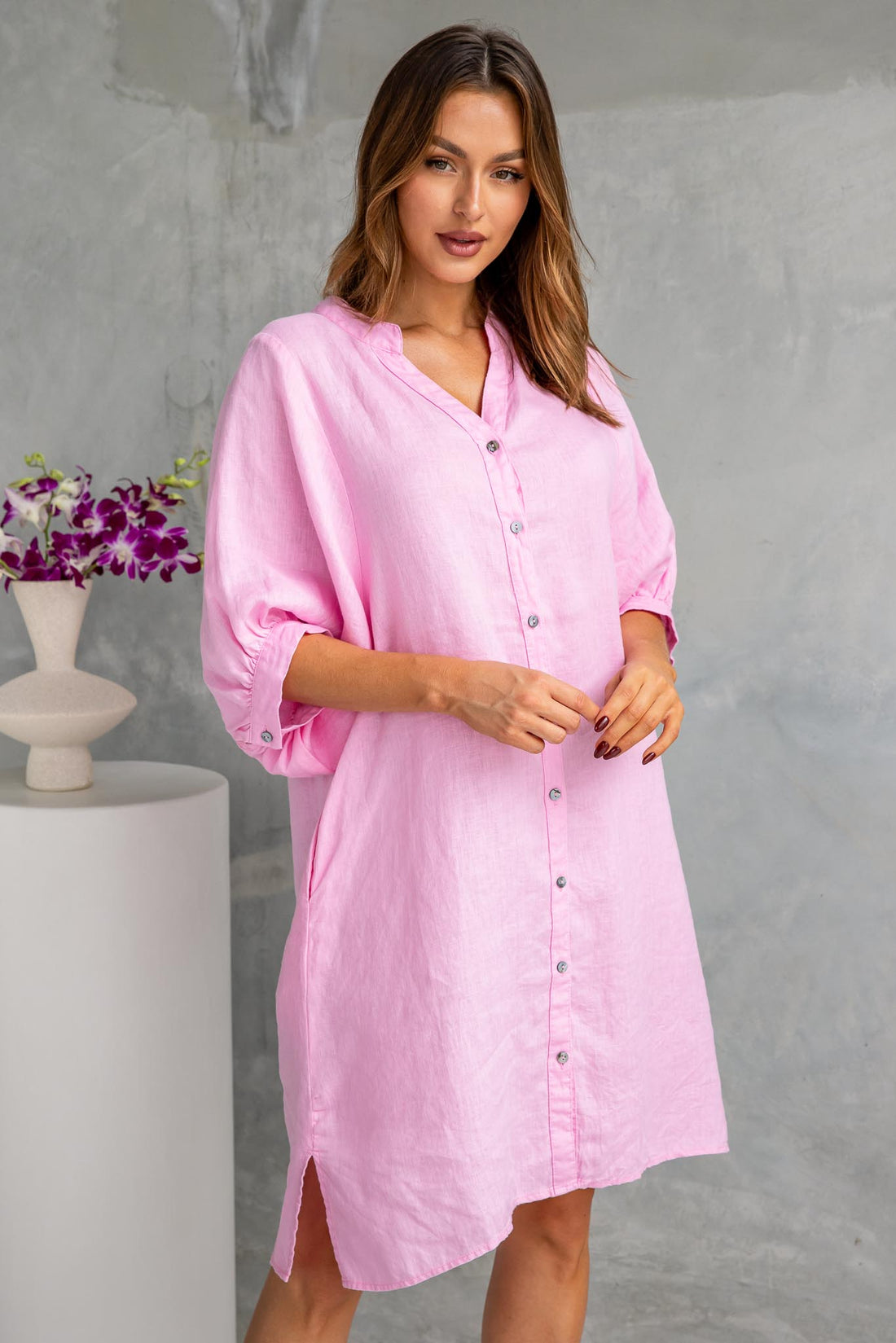 Piper Linen Dress - Pink