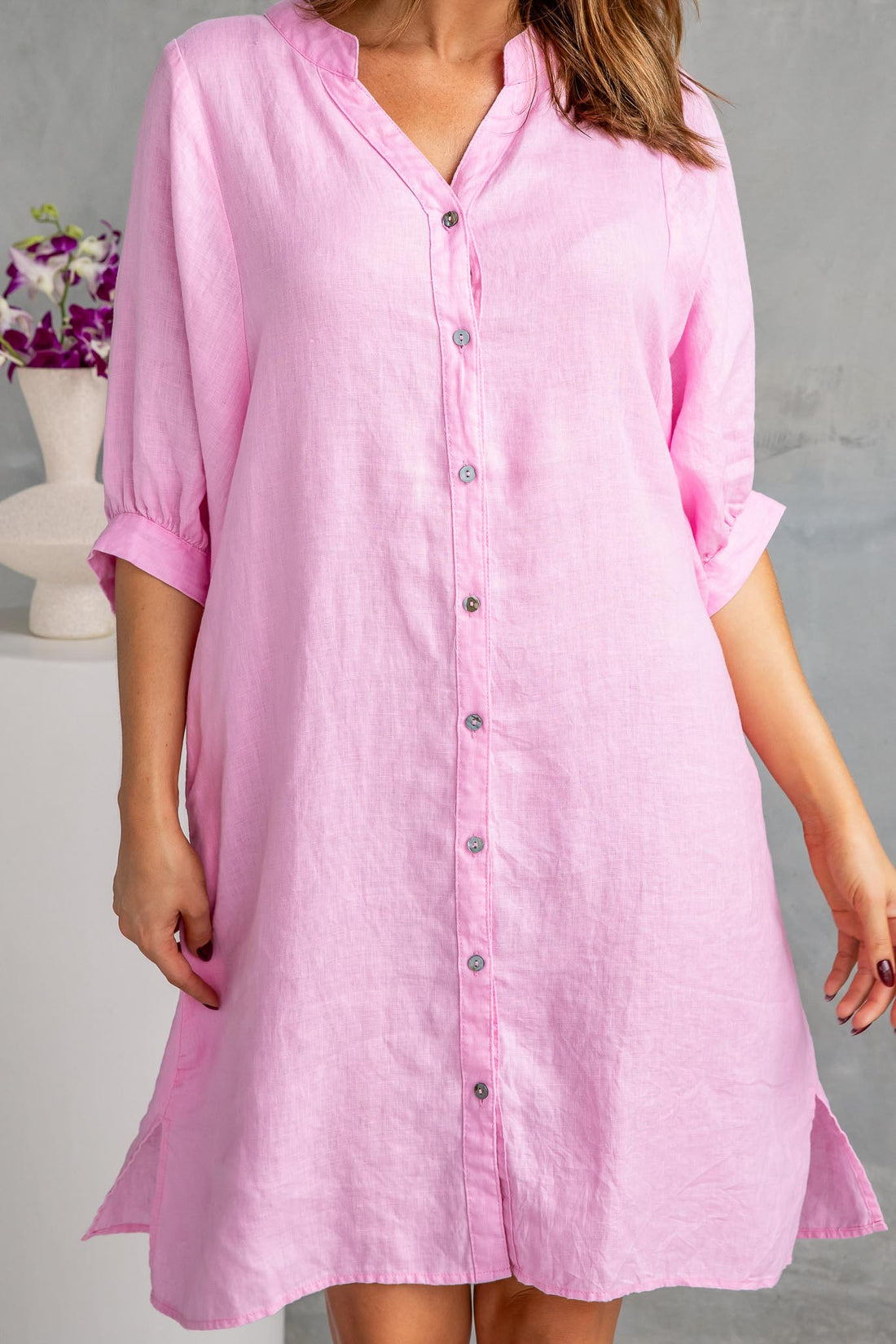 Piper Linen Dress - Pink