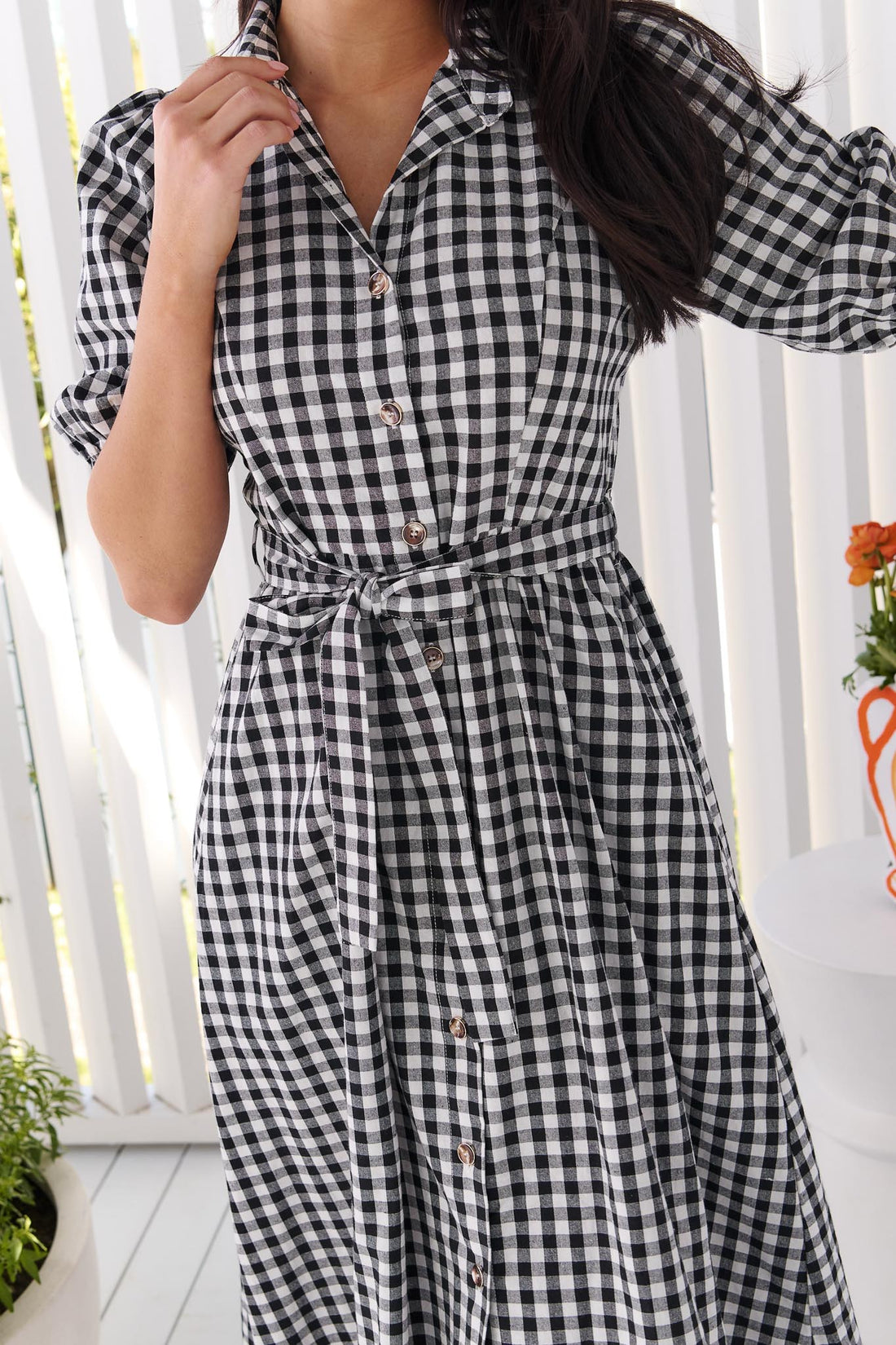 Poppy Gingham Dress - Black