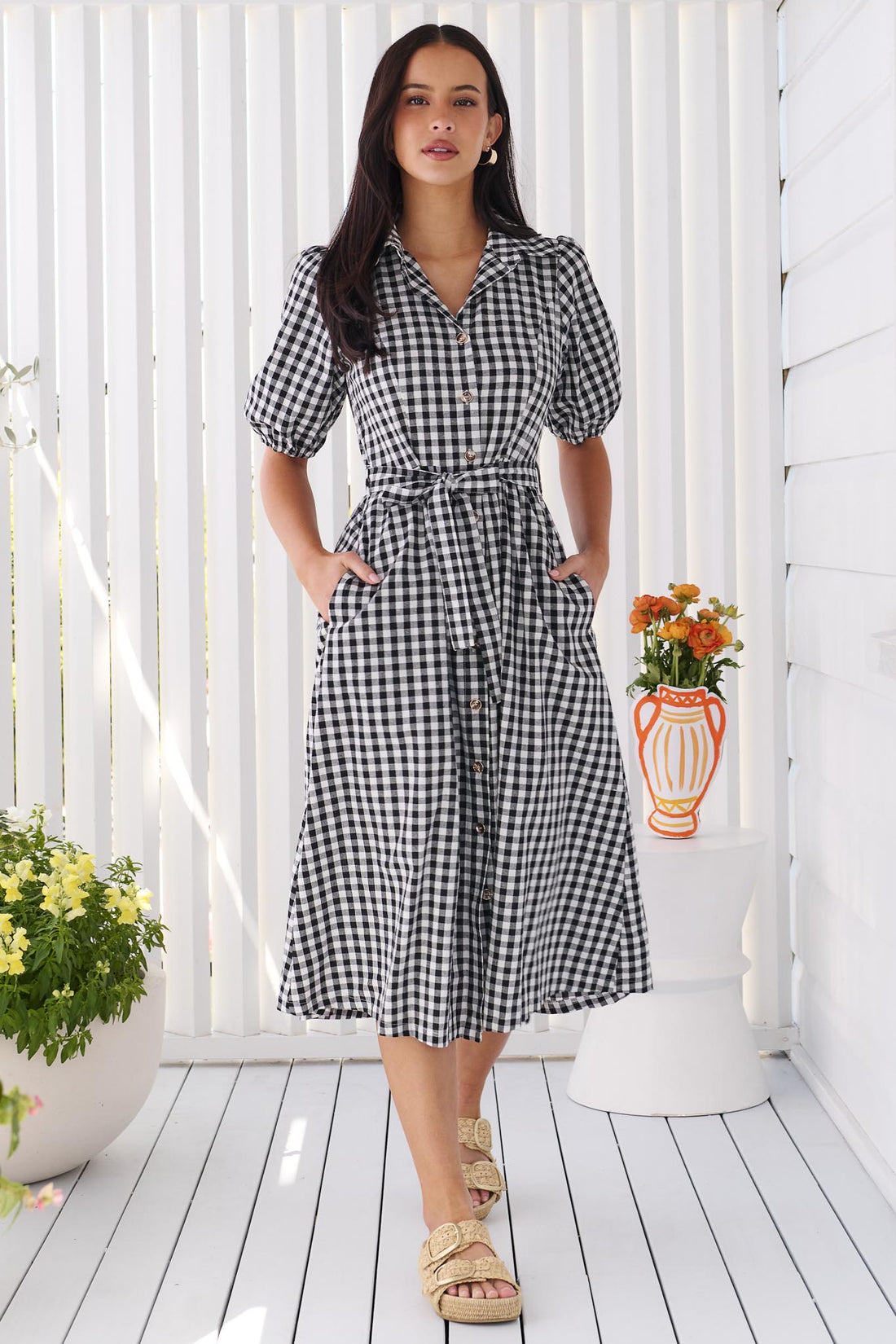 Poppy Gingham Dress - Black