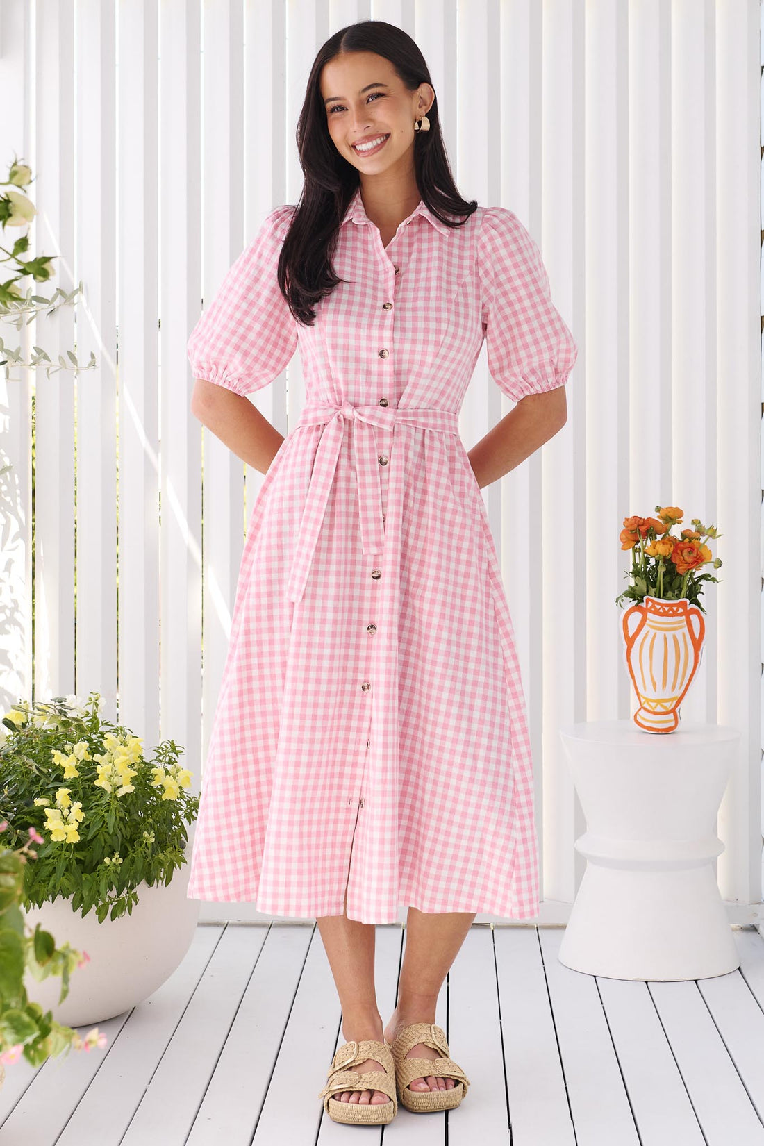 Poppy Gingham Dress - Pink