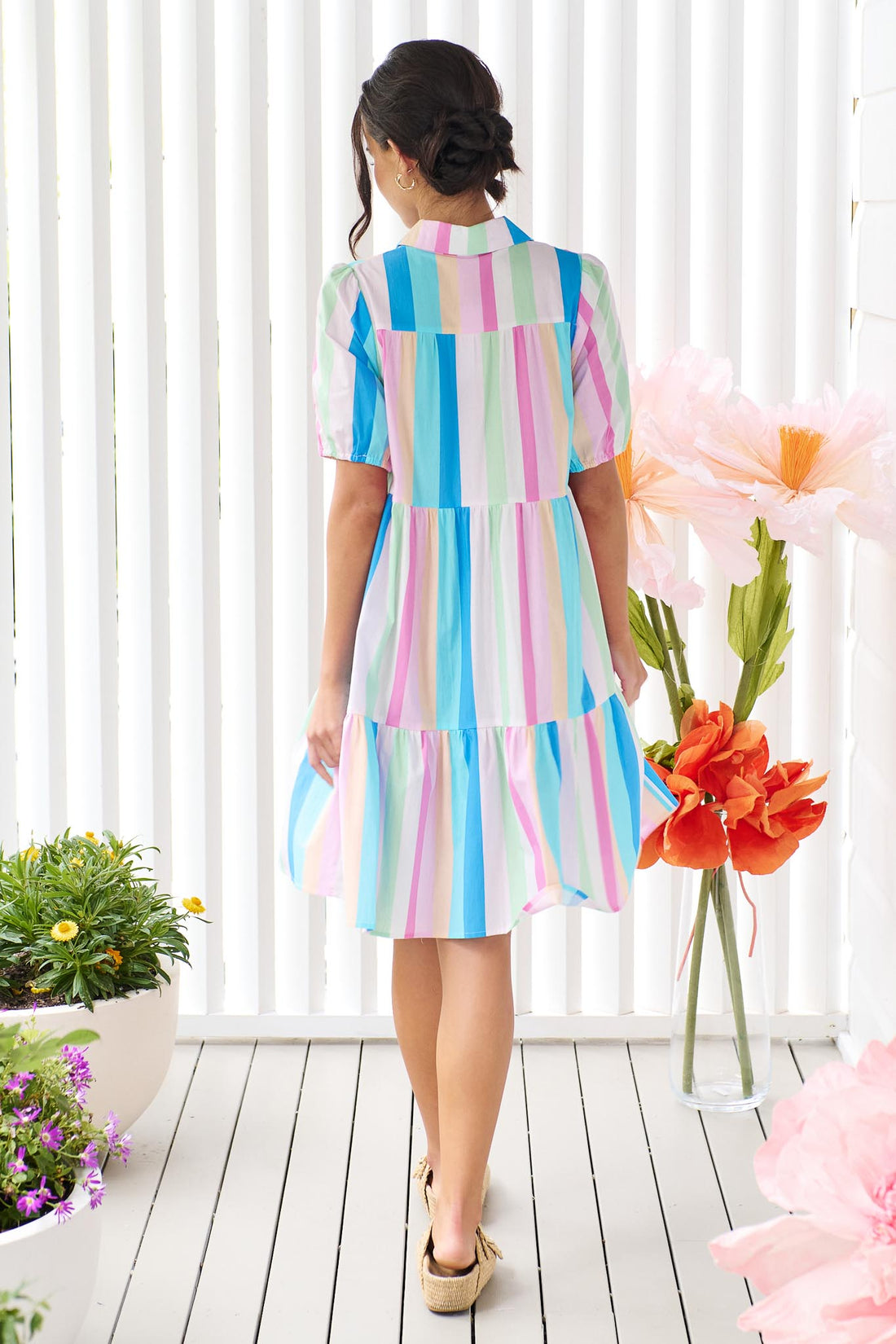 Raya A-line Dress - Gelato Stripe