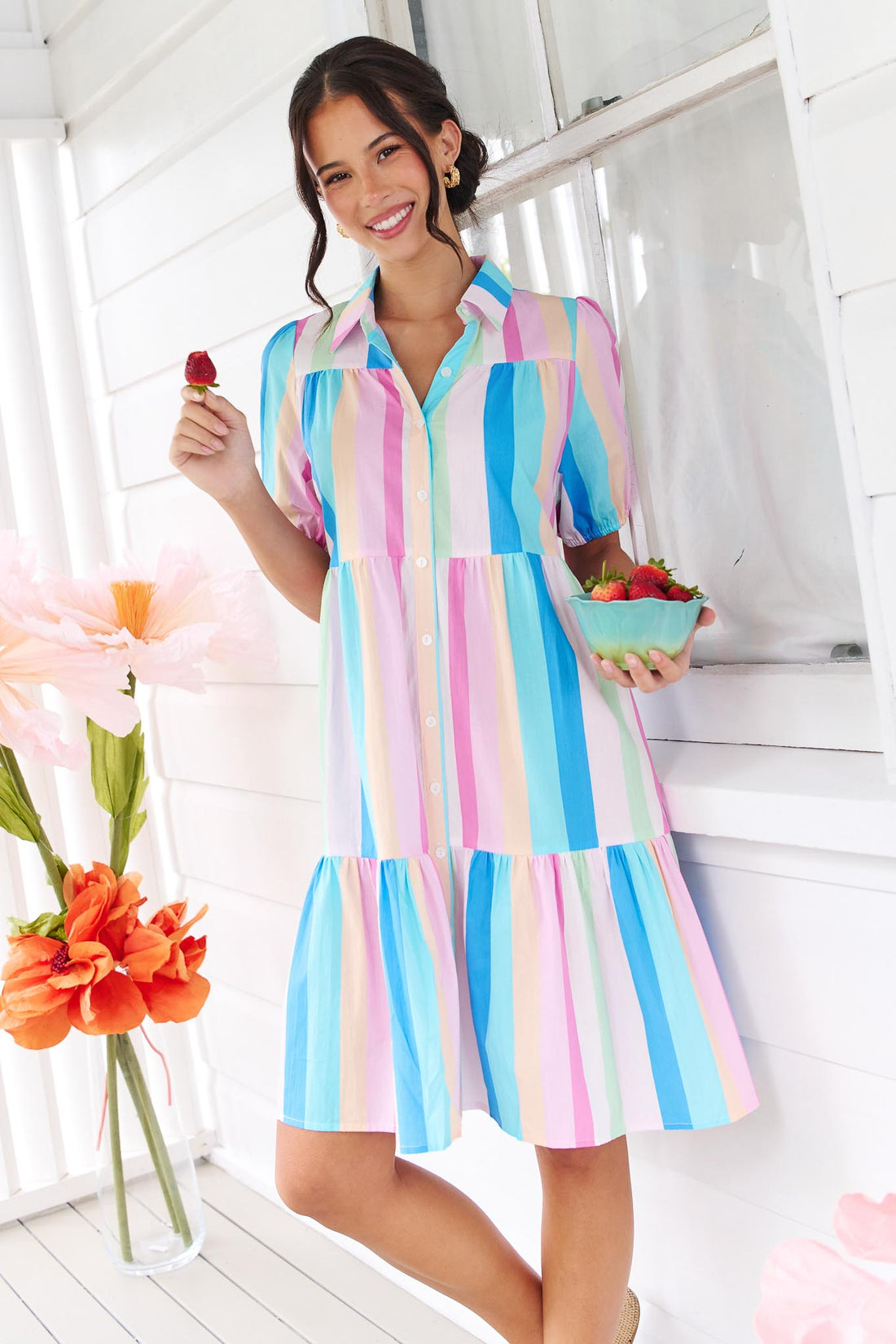Raya A-line Dress - Gelato Stripe