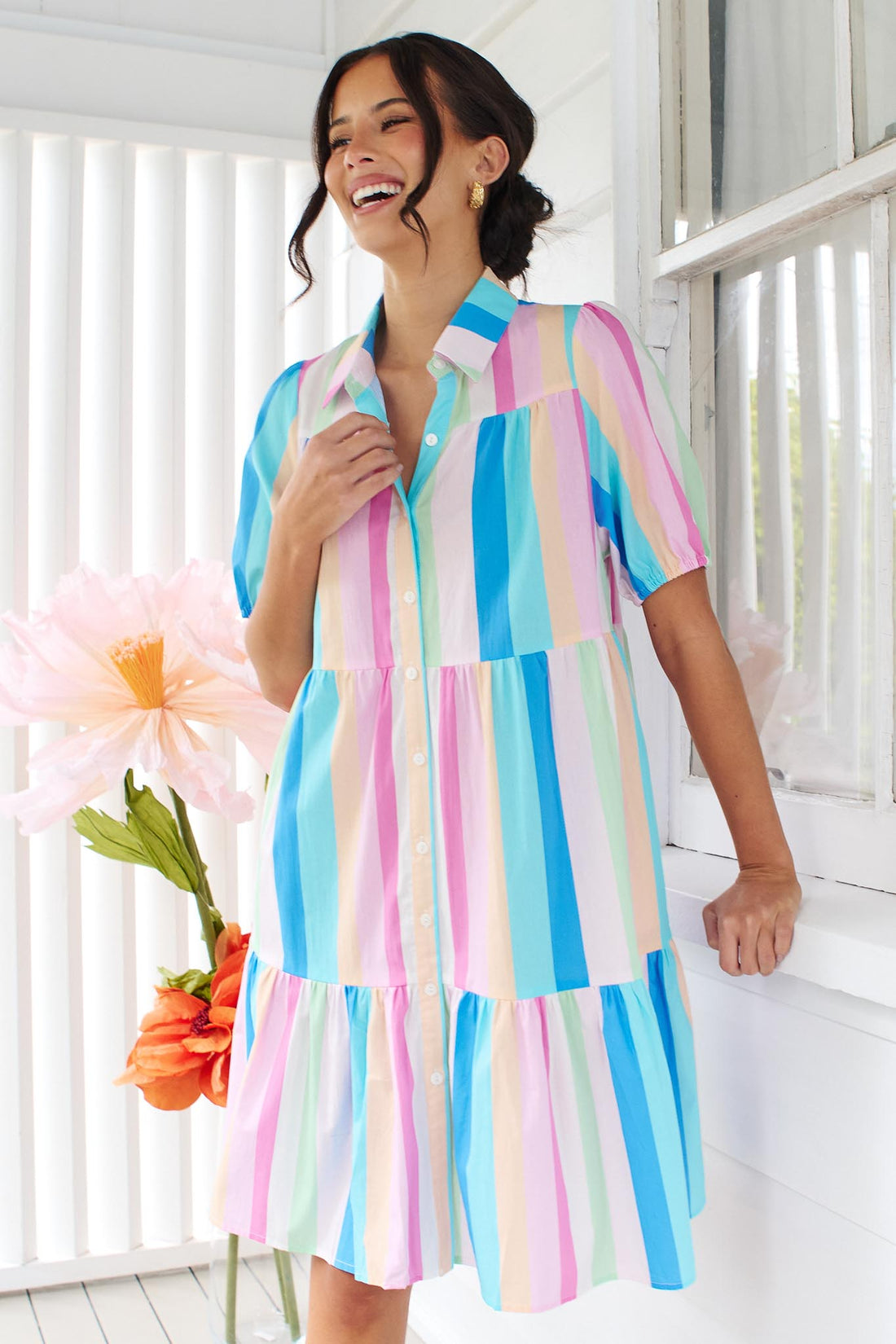 Raya A-line Dress - Gelato Stripe