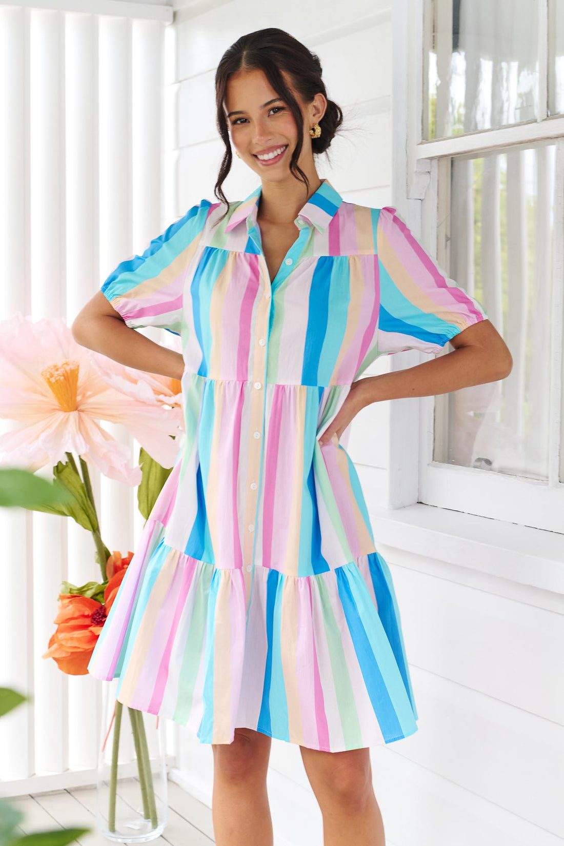 Raya A-line Dress - Gelato Stripe