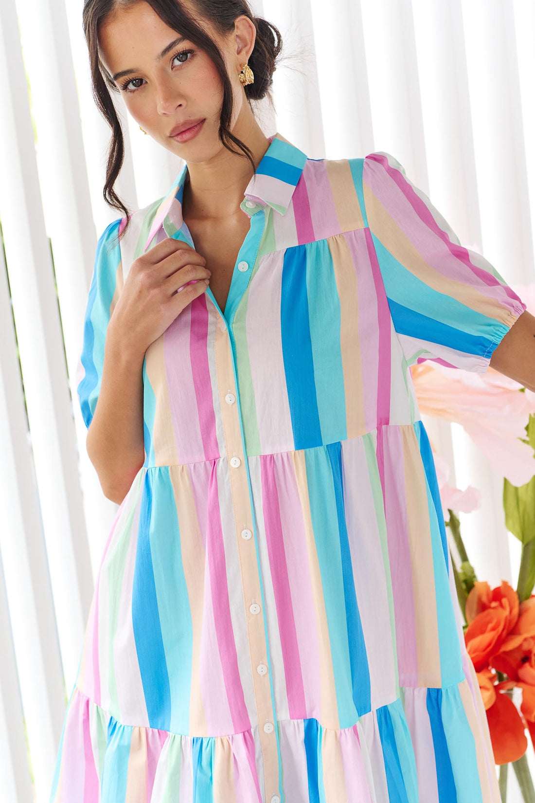 Raya A-line Dress - Gelato Stripe