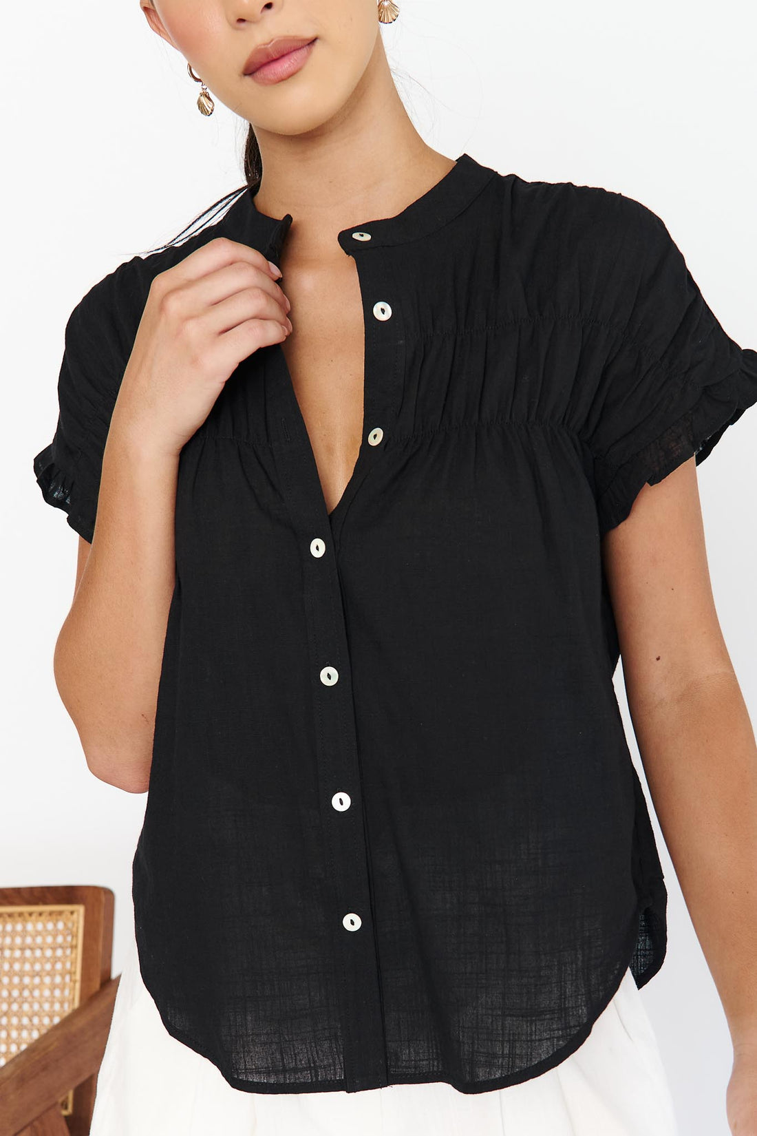 Rio Holiday Cotton Shirt - Black