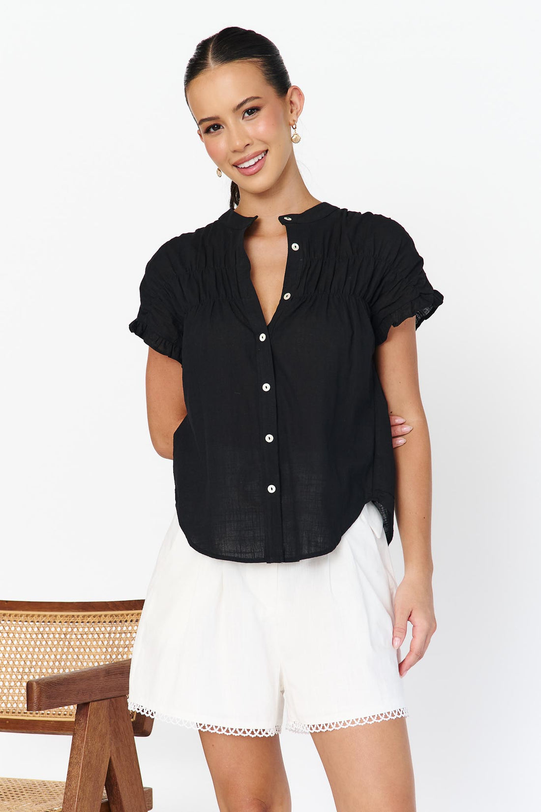 Rio Holiday Cotton Shirt - Black