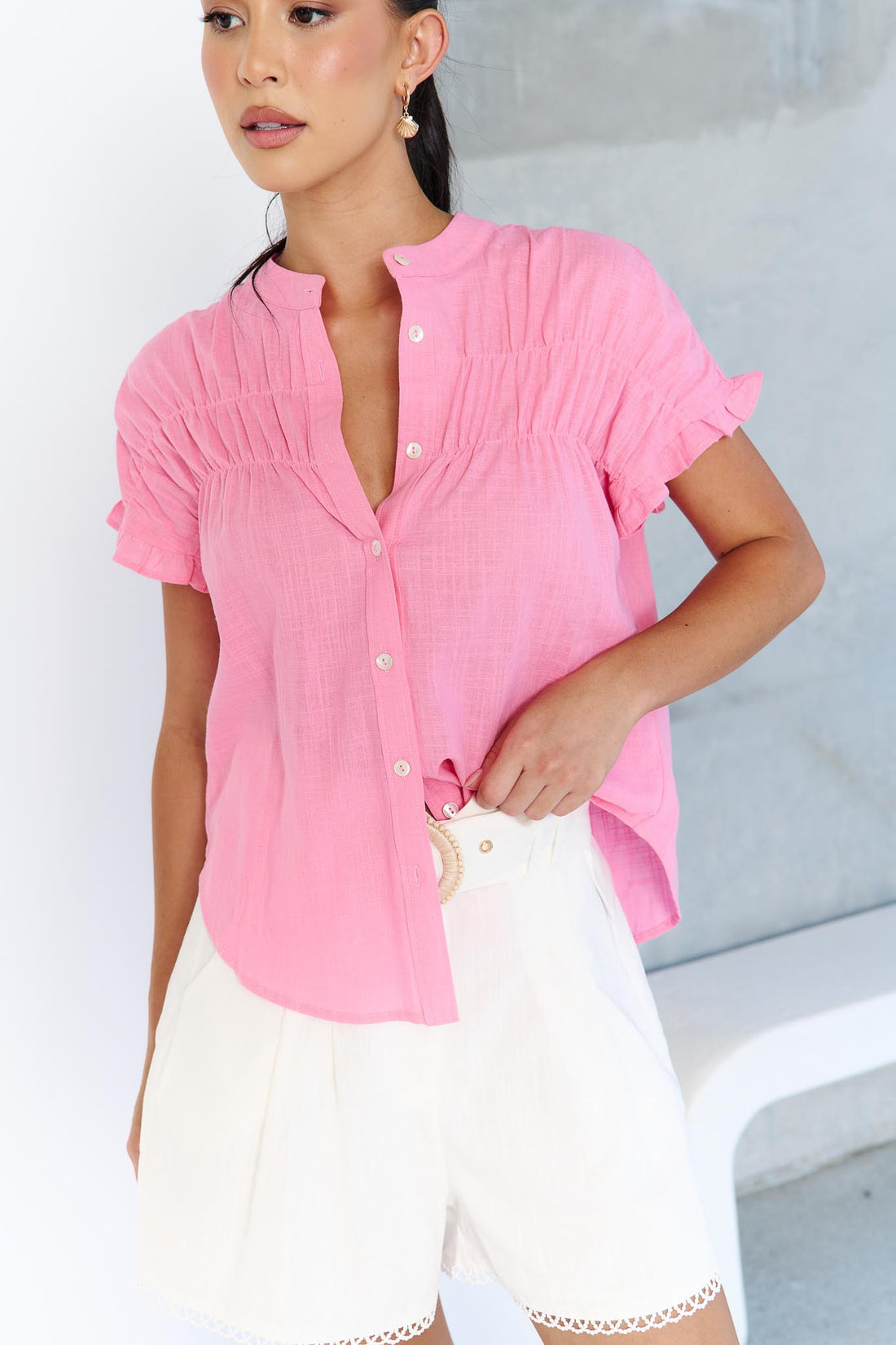 Rio Holiday Cotton Shirt - Pink
