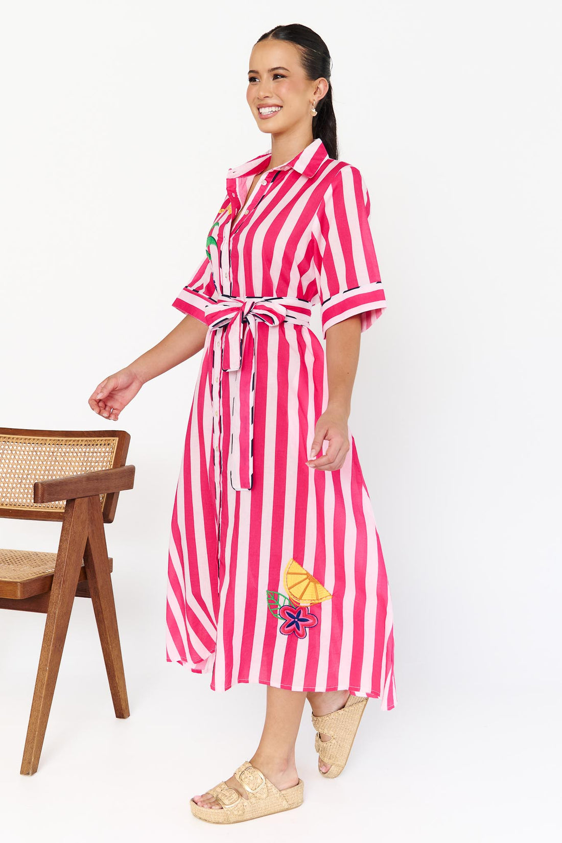 Rosa Dress - Pink Stripe