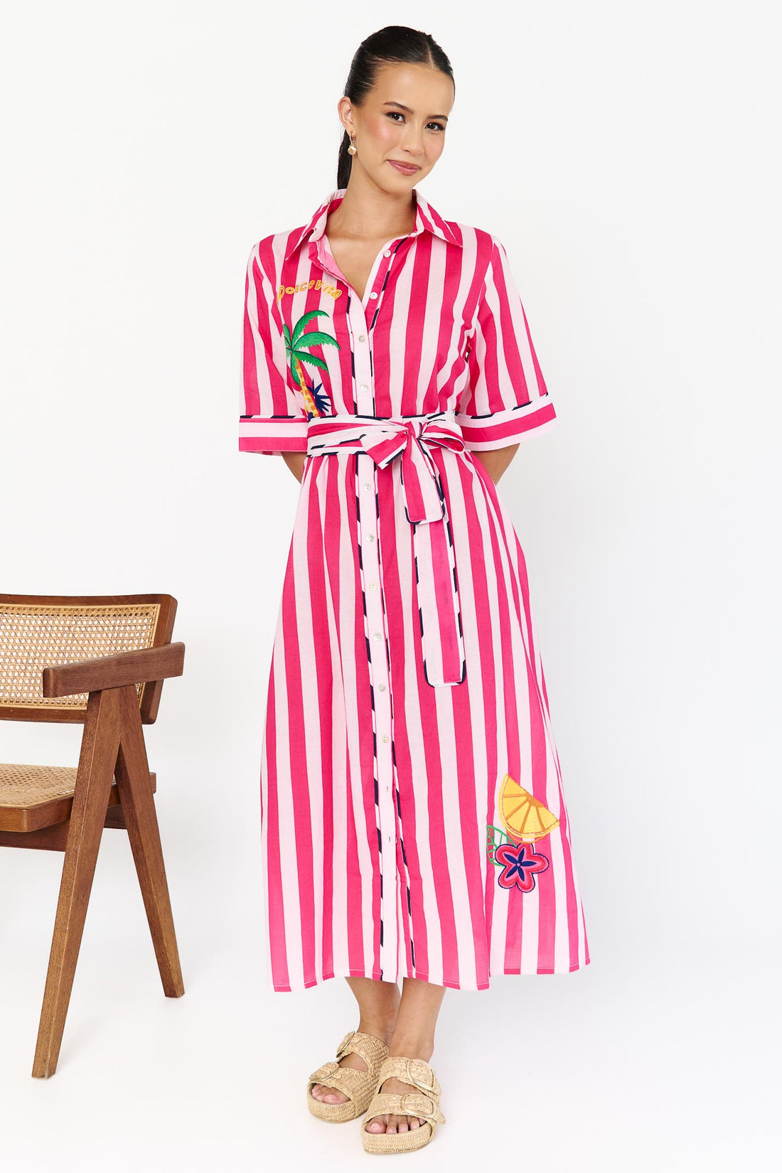 Rosa Dress - Pink Stripe