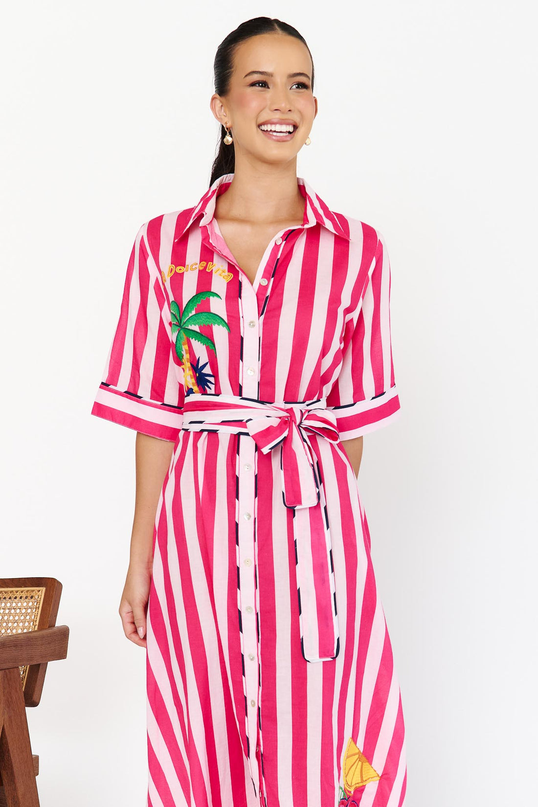 Rosa Dress - Pink Stripe