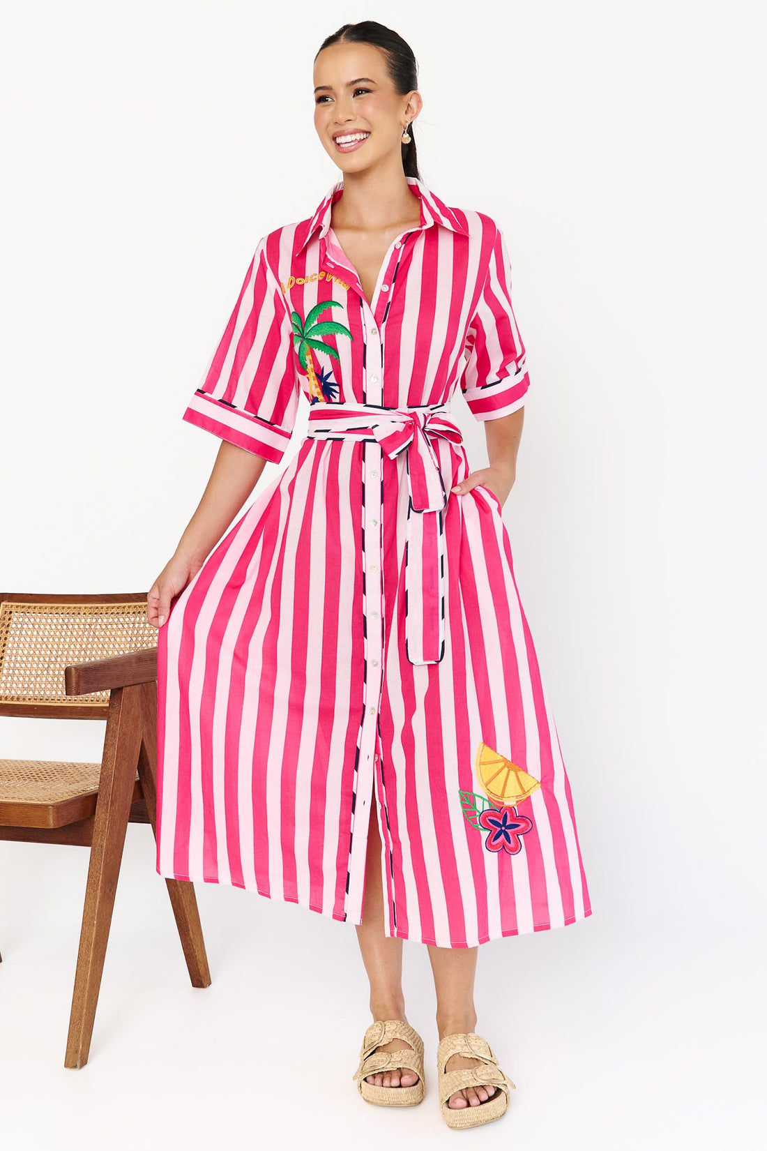 Rosa Dress - Pink Stripe