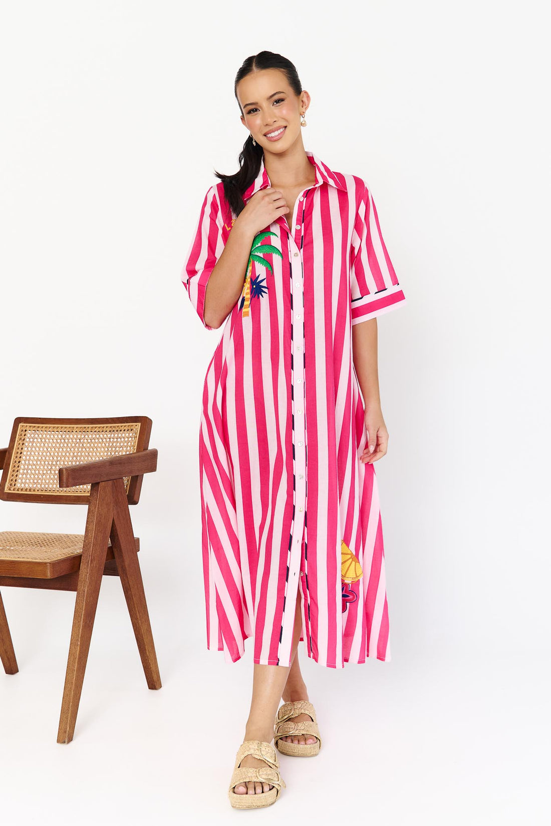 Rosa Dress - Pink Stripe