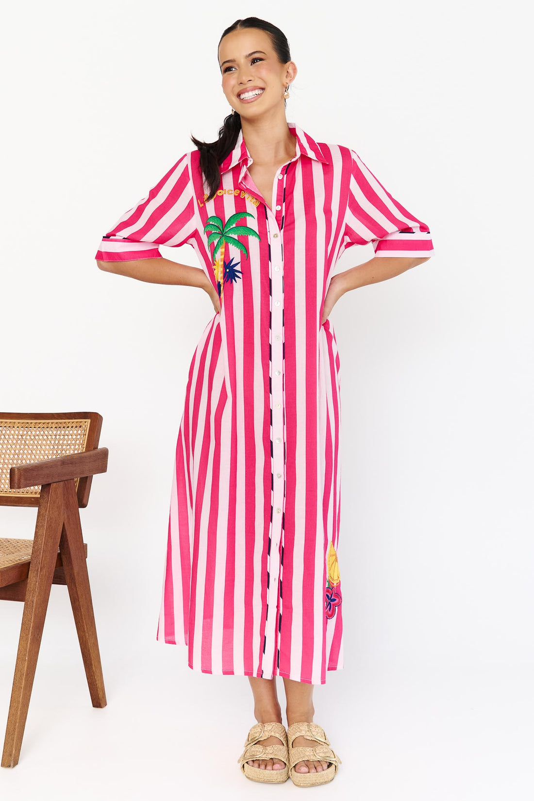 Rosa Dress - Pink Stripe