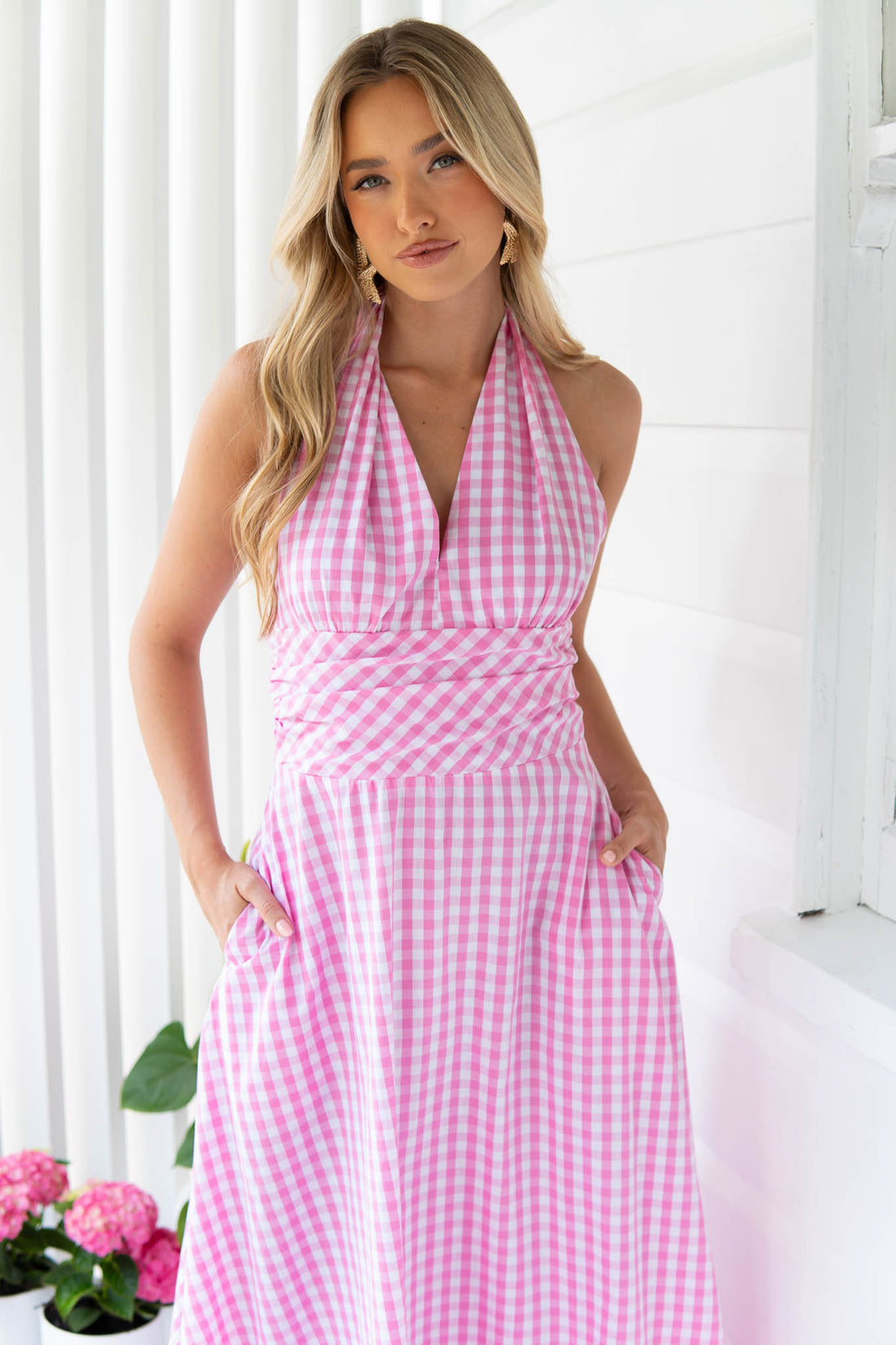 Sacha Pink Halter Neck Maxi - FINAL SALE