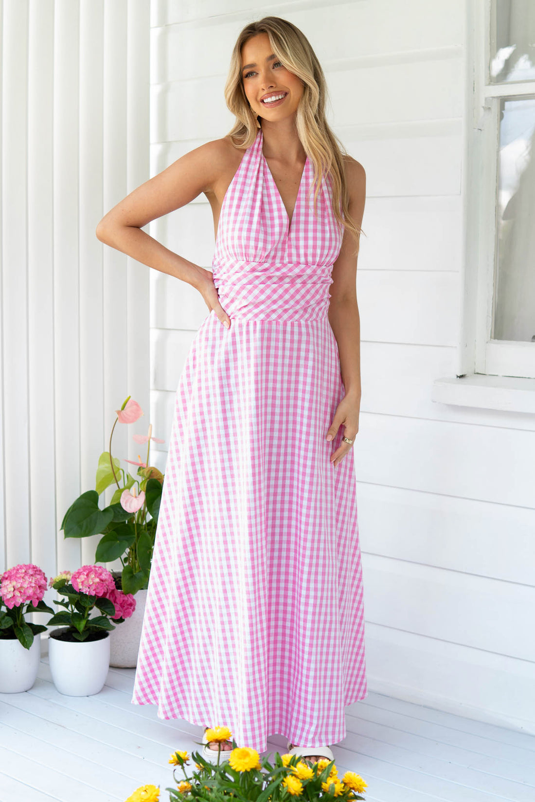 Sacha Pink Halter Neck Maxi - FINAL SALE