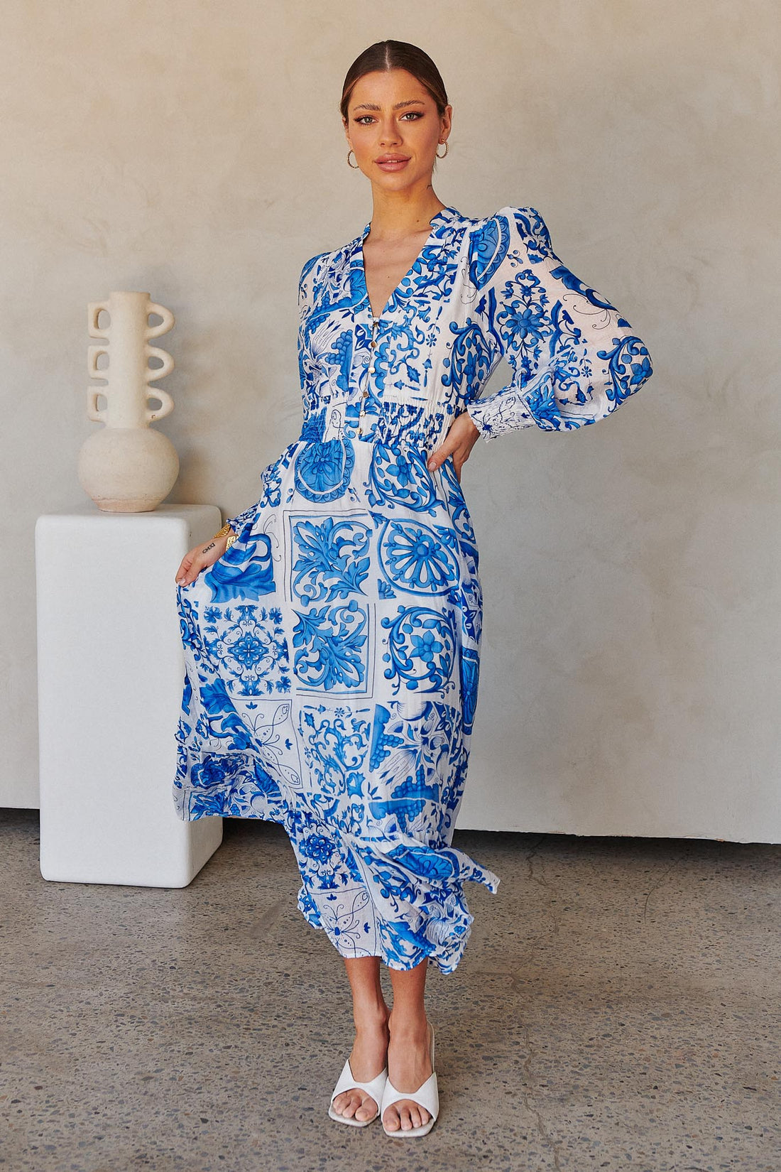 Santi Midi Dress - Blue