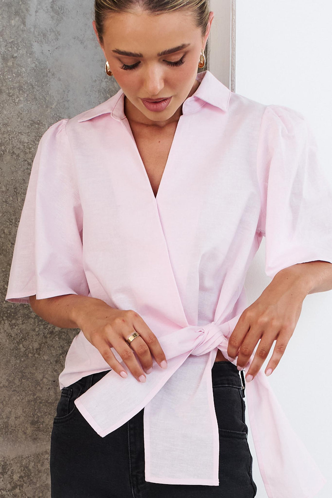 Signature Tie Shirt - Pink