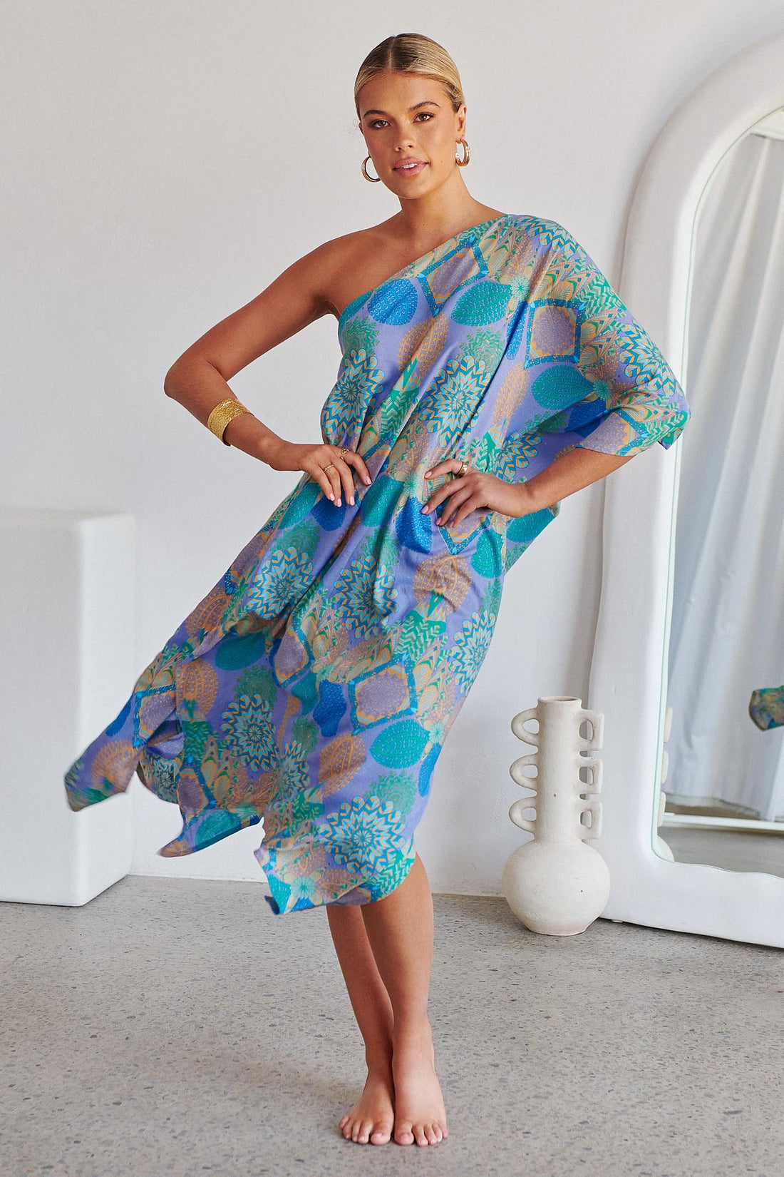 Sojo One Shoulder Dress - Pacific Print - SALE