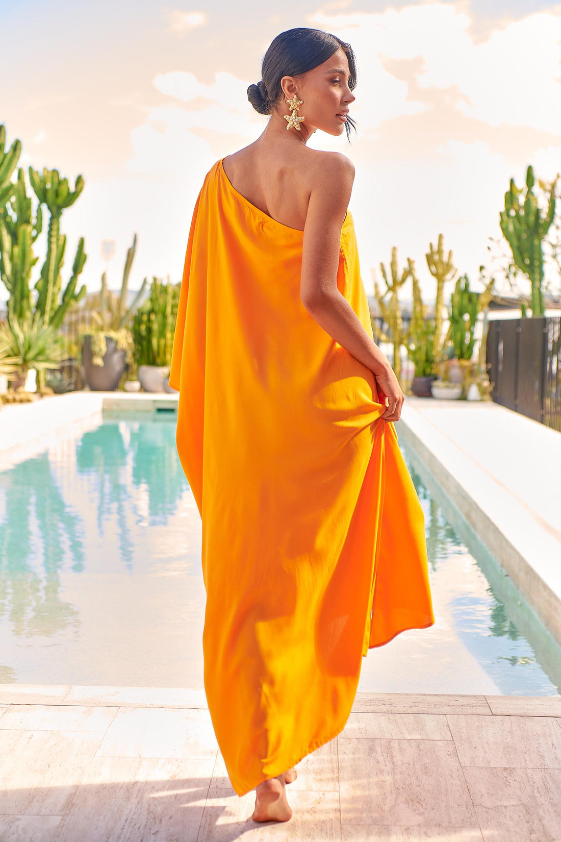 Sojo One Shoulder Dress - Orange - SALE
