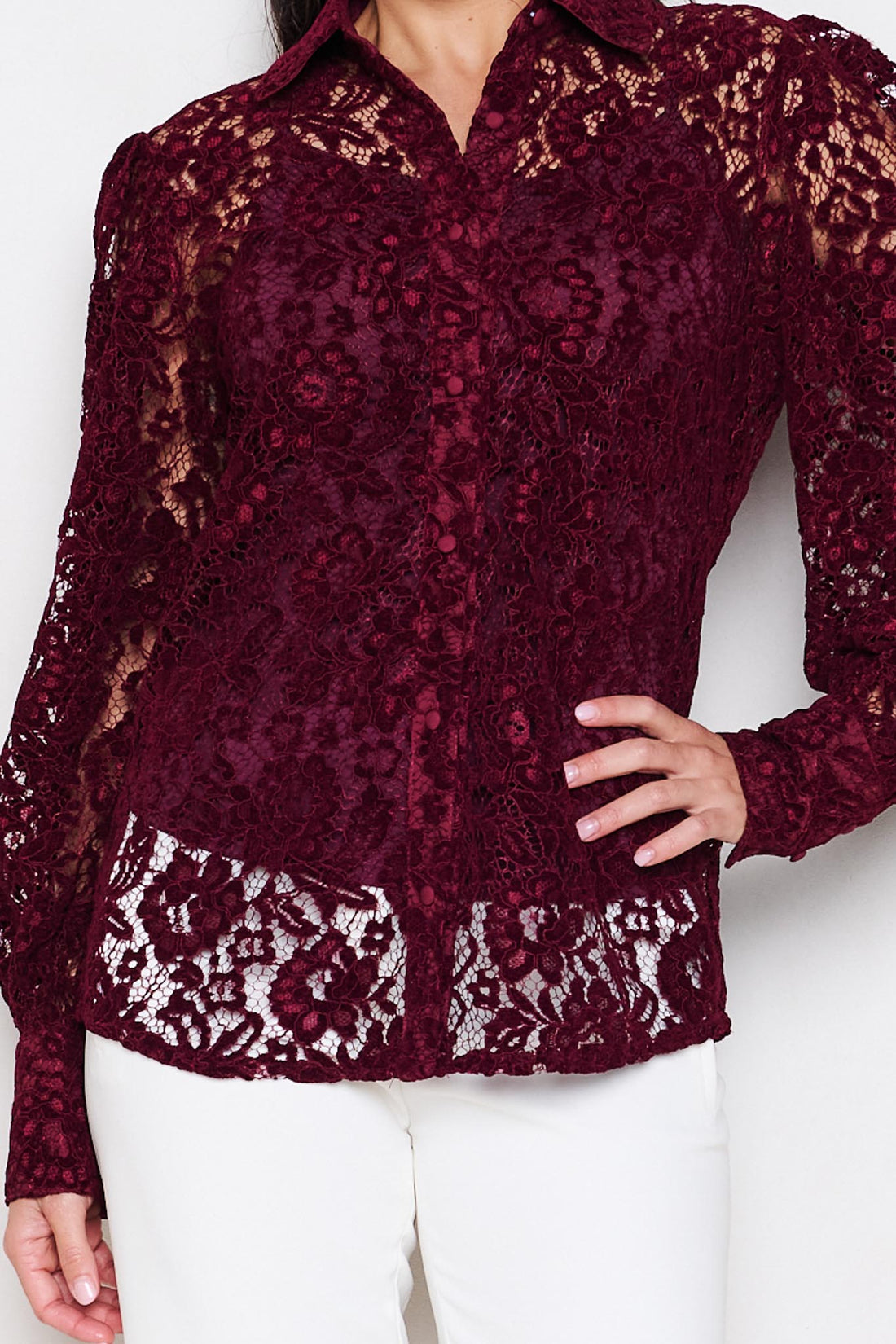Soraya Lace Shirt - Plum