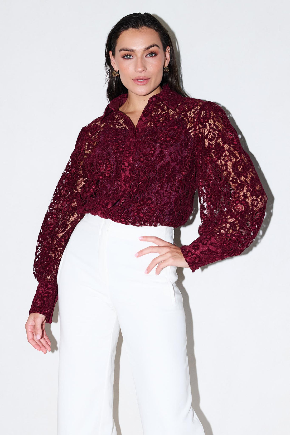 Soraya Lace Shirt - Plum
