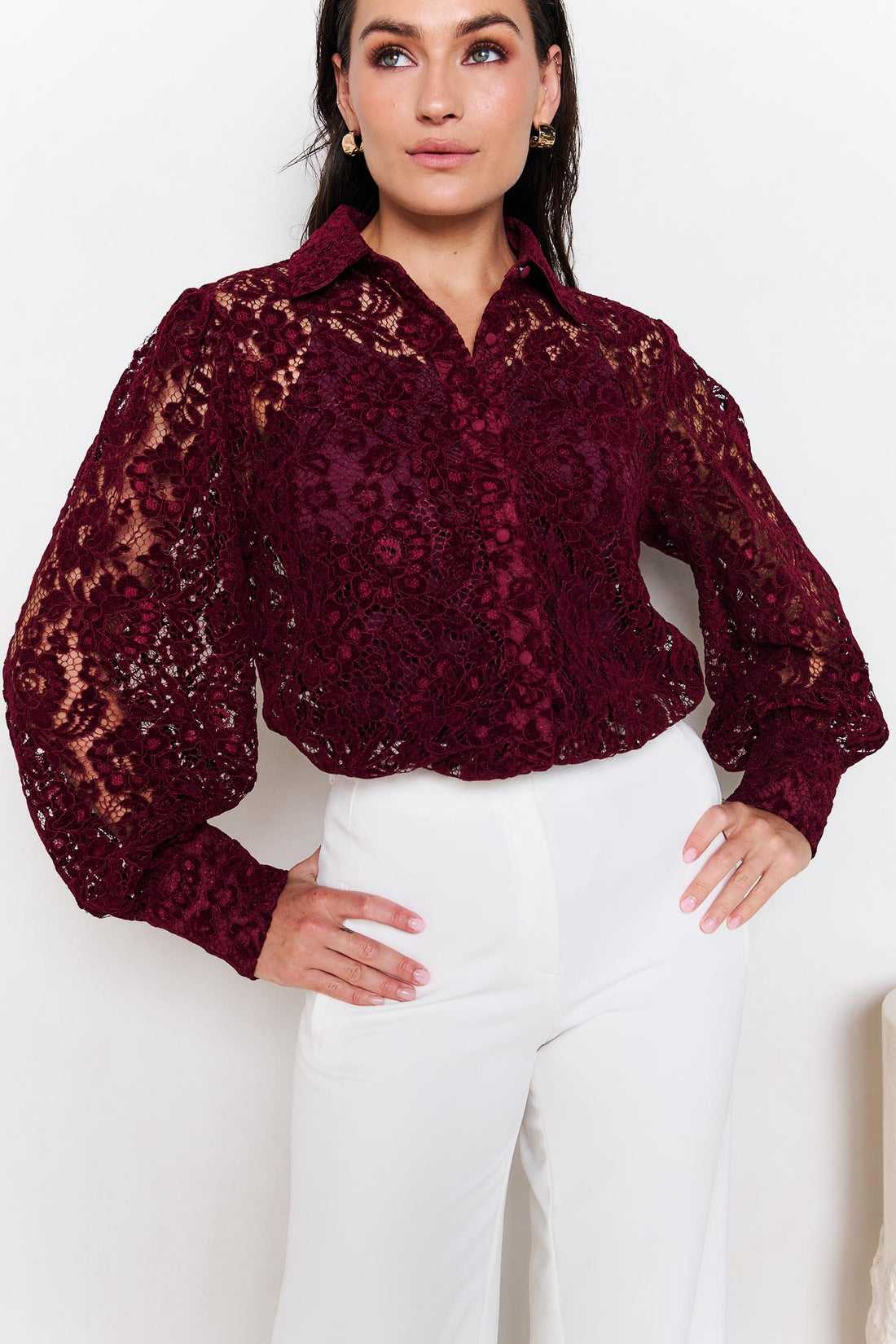 Soraya Lace Shirt - Plum