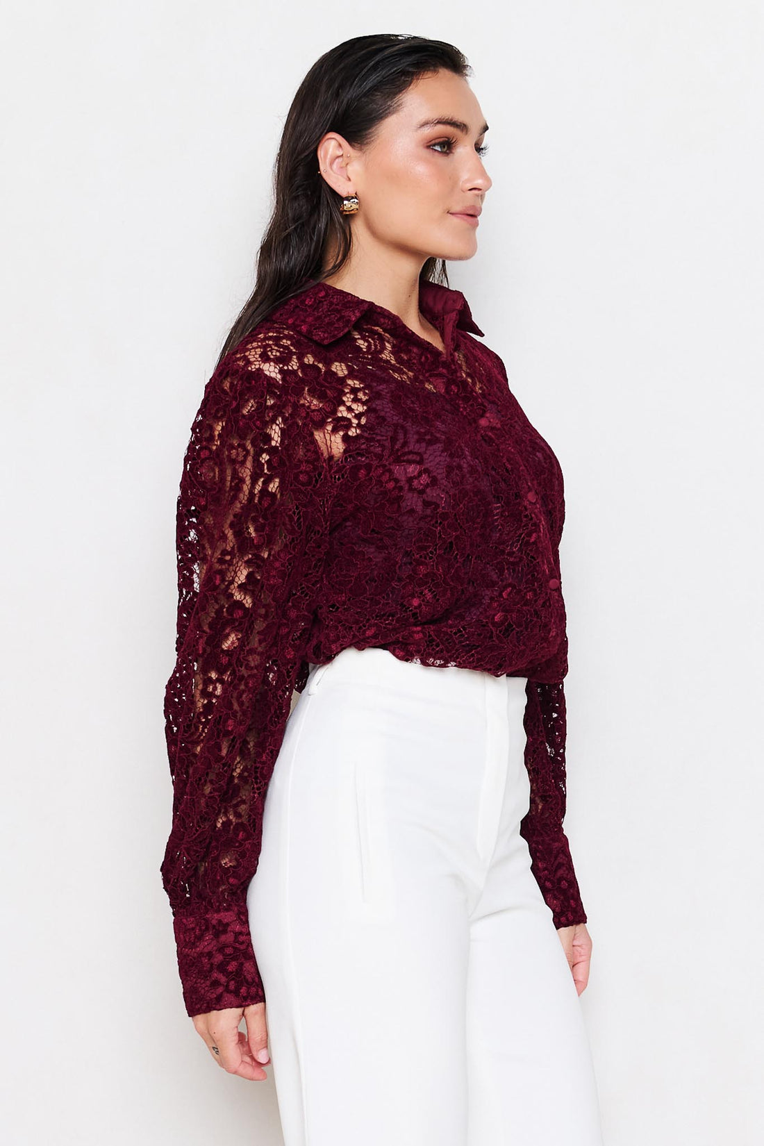 Soraya Lace Shirt - Plum