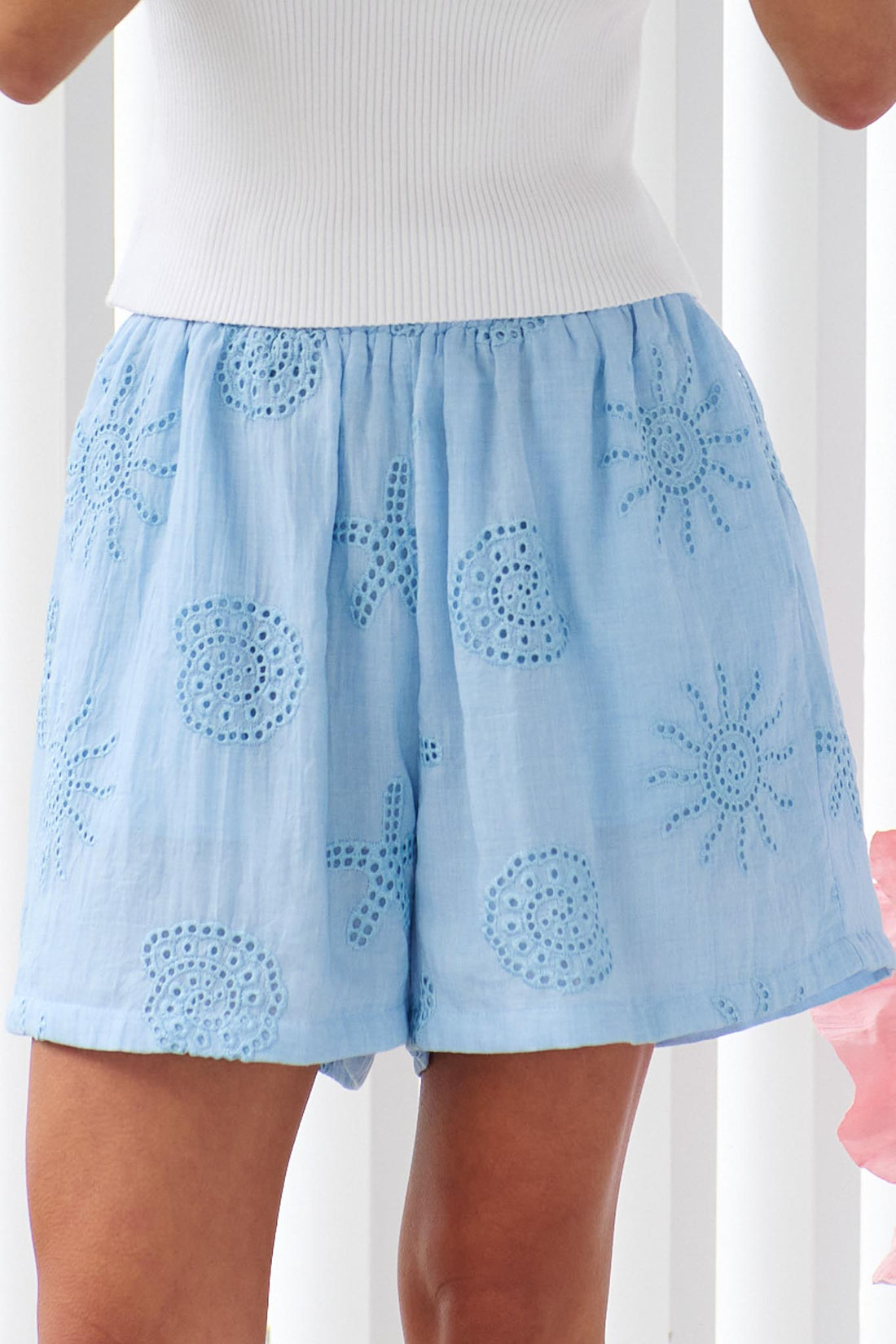 Sorrento Broderie Shorts - Blue