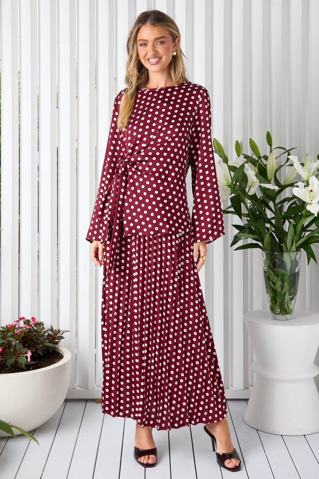 Eva Spot Print Midi Skirt