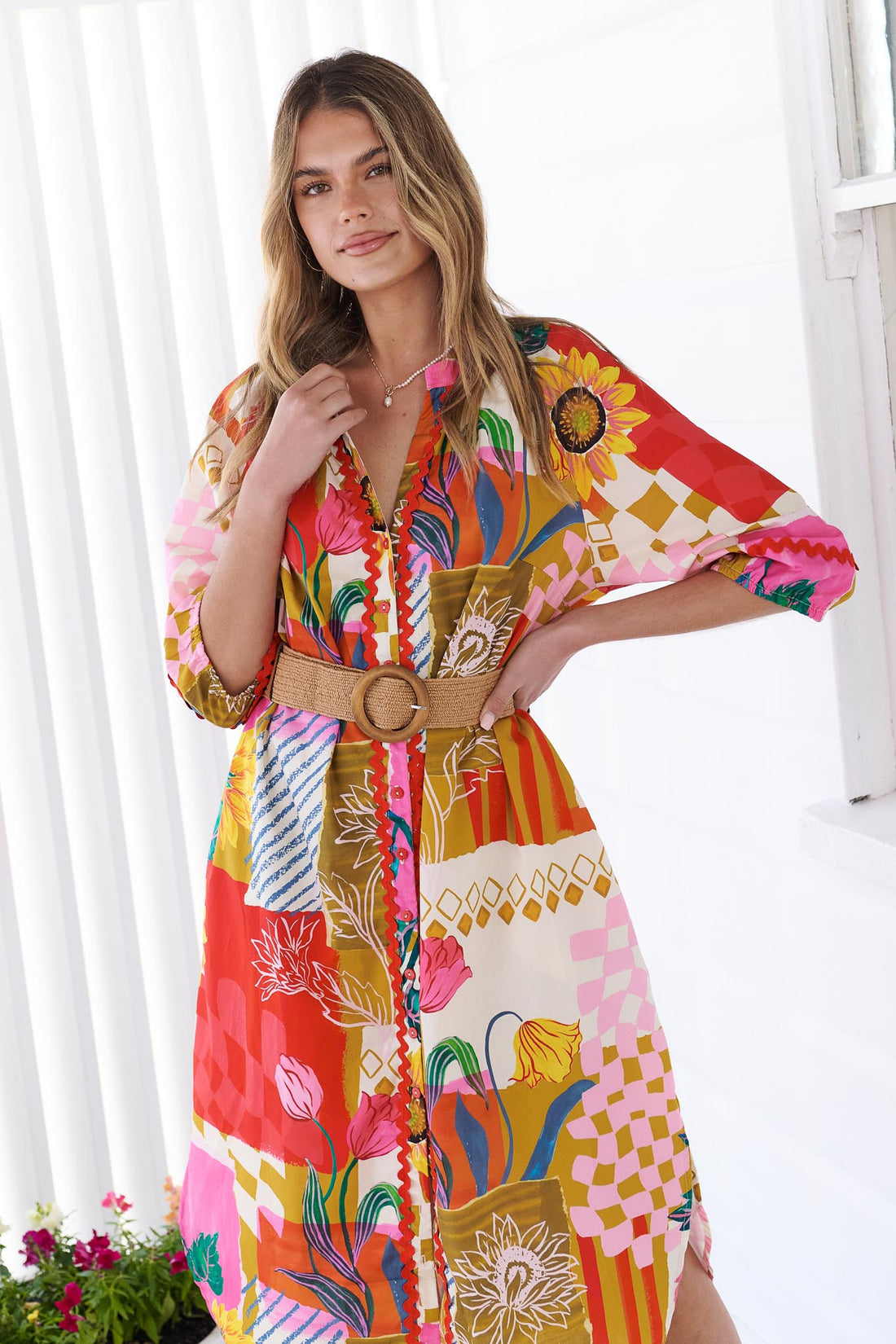 Sunburst Cotton Midi Dress