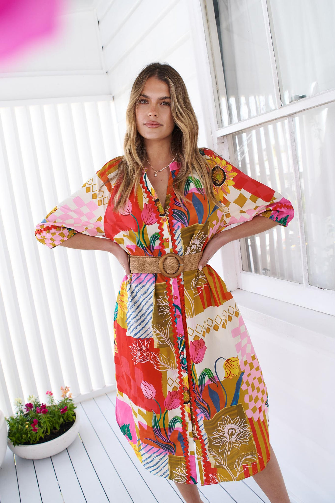 Sunburst Cotton Midi Dress