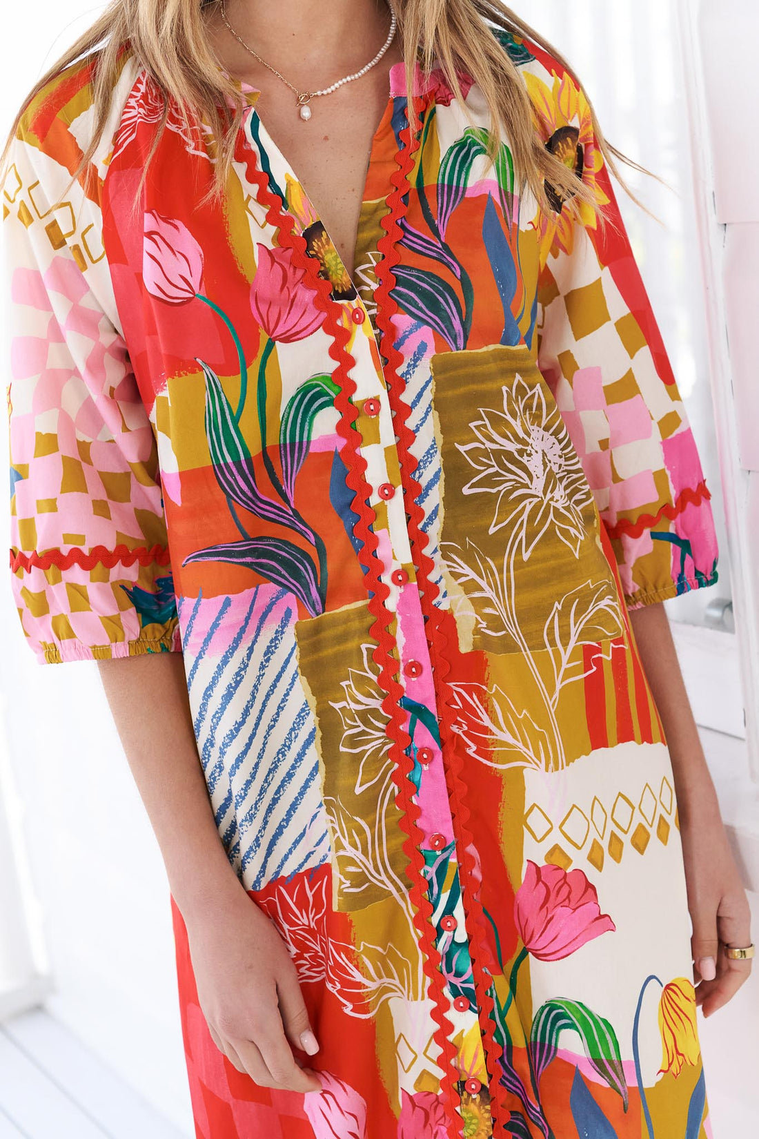 Sunburst Cotton Midi Dress