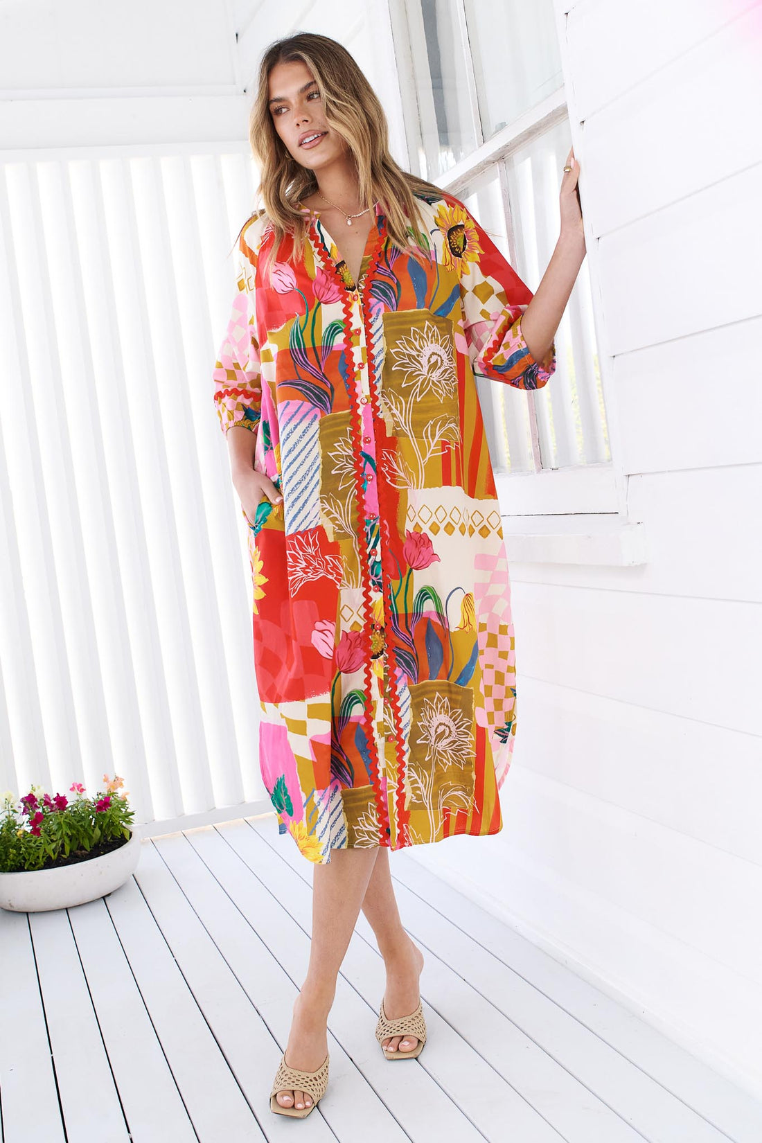 Sunburst Cotton Midi Dress