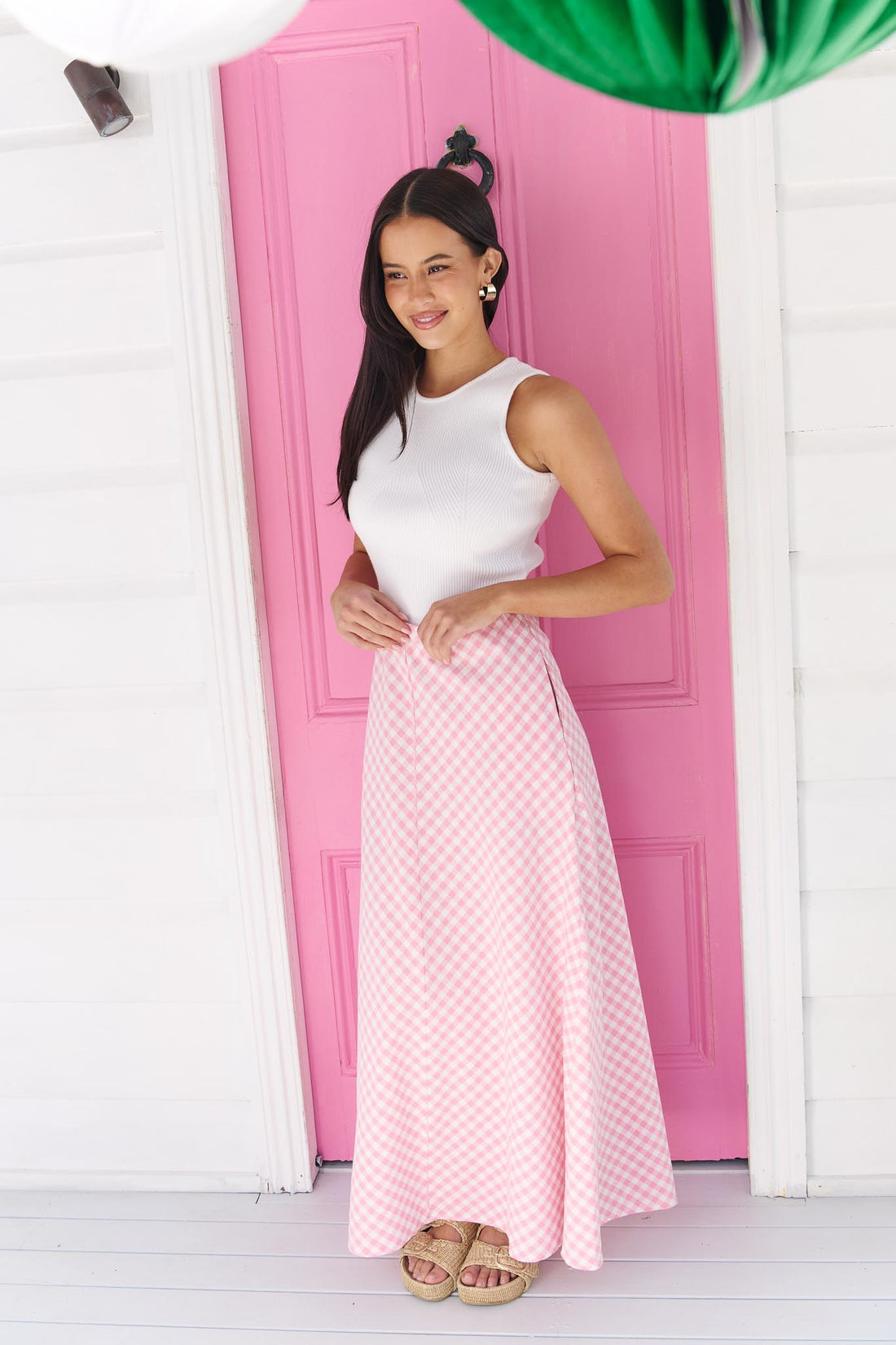 Suri Gingham Skirt - Pink