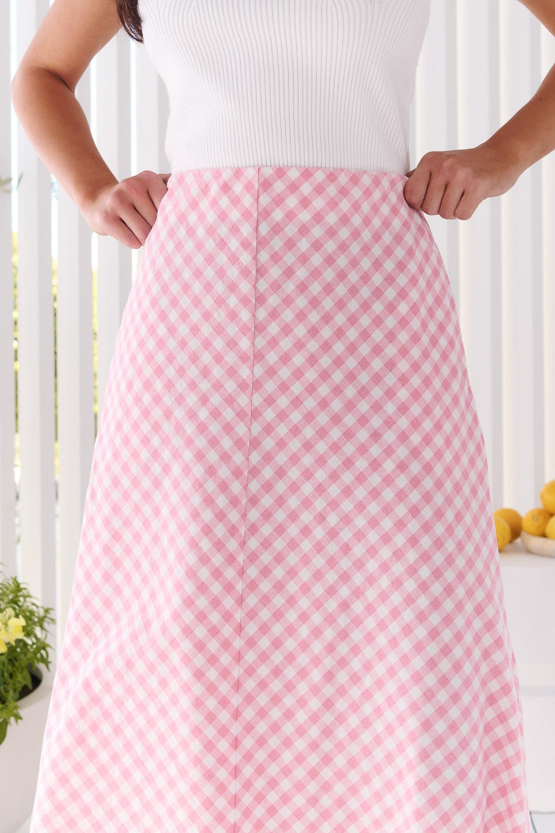 Suri Gingham Skirt - Pink