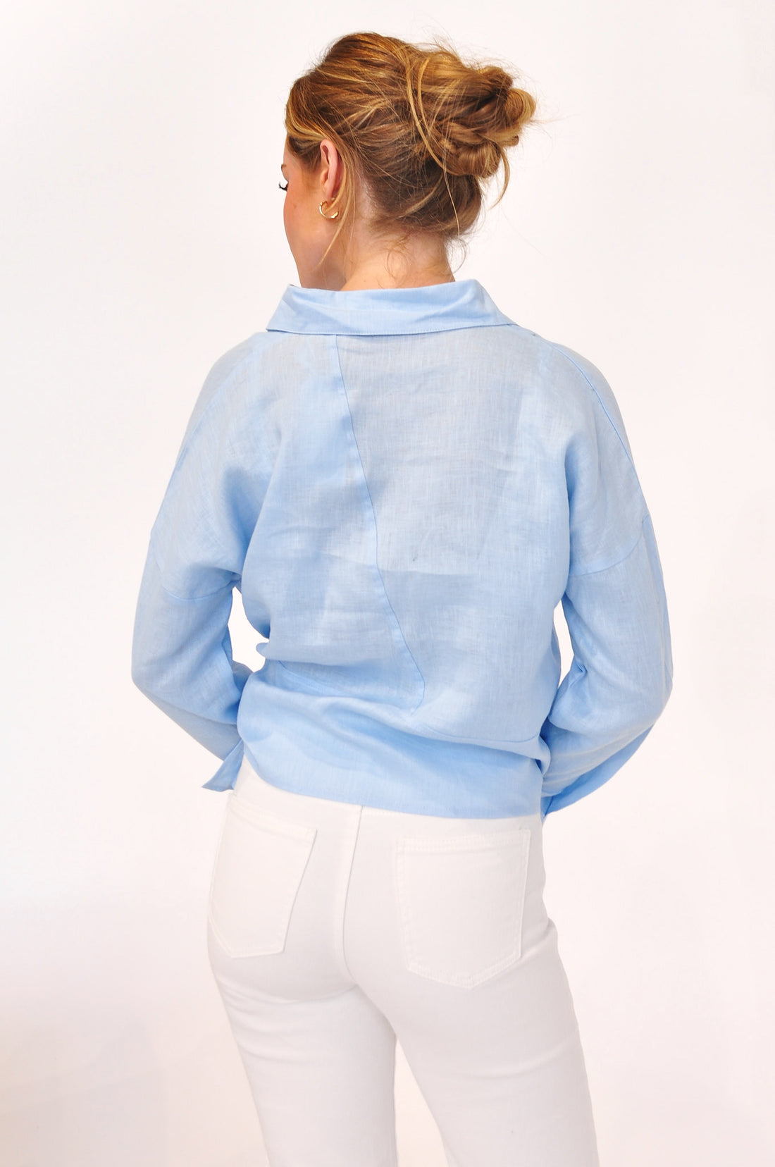 Sydney Linen Tie Top - Blue