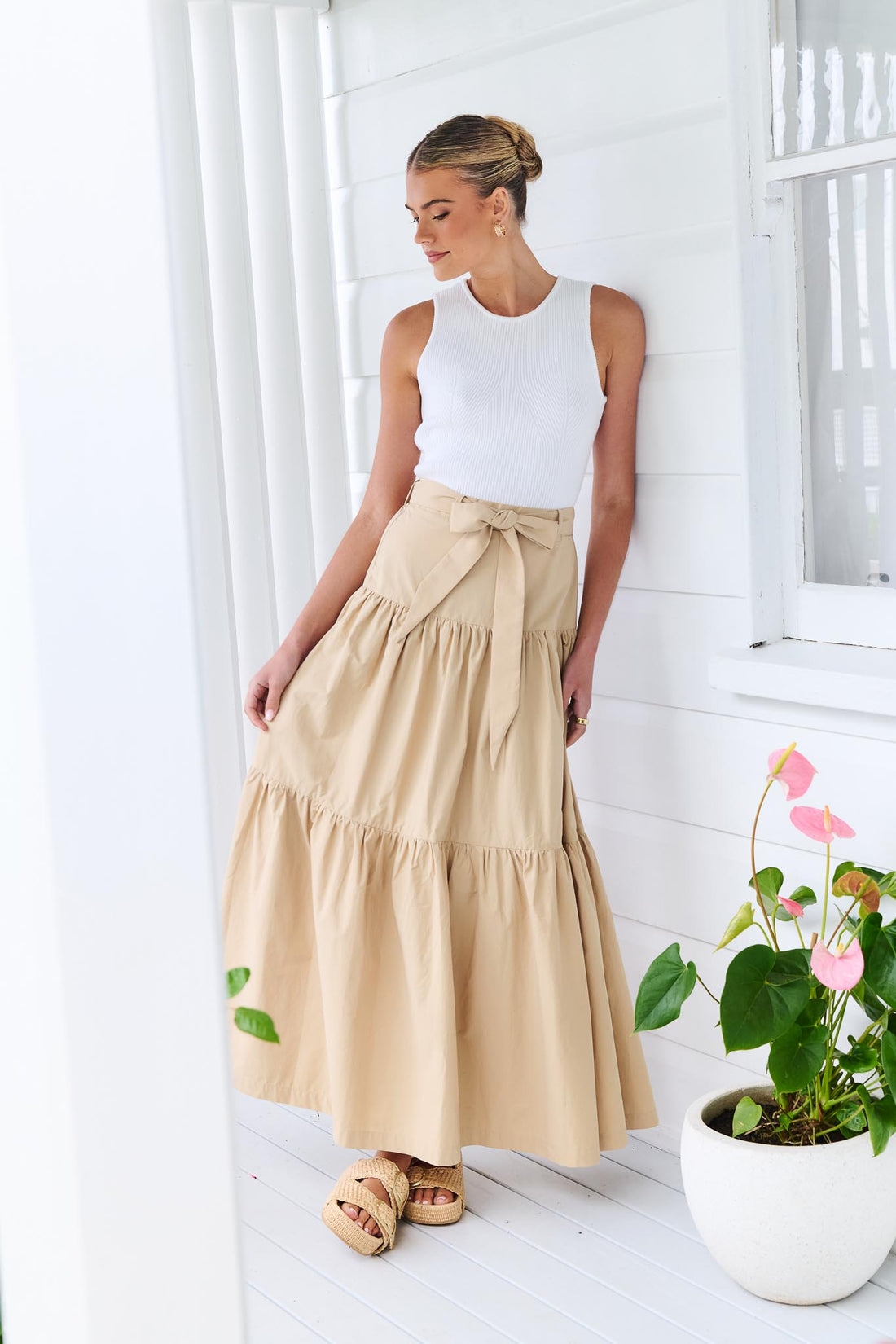 Tia Maxi Skirt - Latte - Heaven Australia