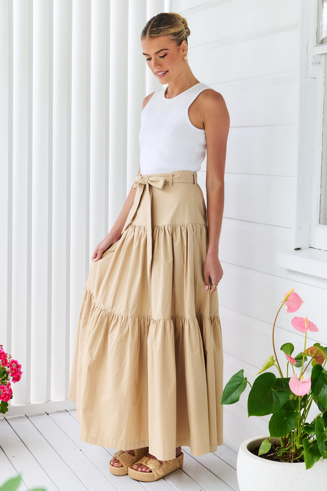 Tia Maxi Skirt - Latte - Heaven Australia