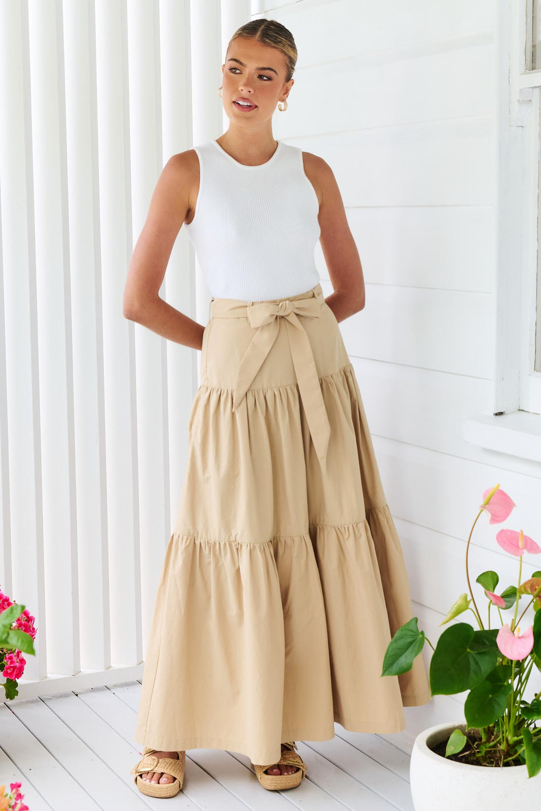 Tia Maxi Skirt - Latte - Heaven Australia