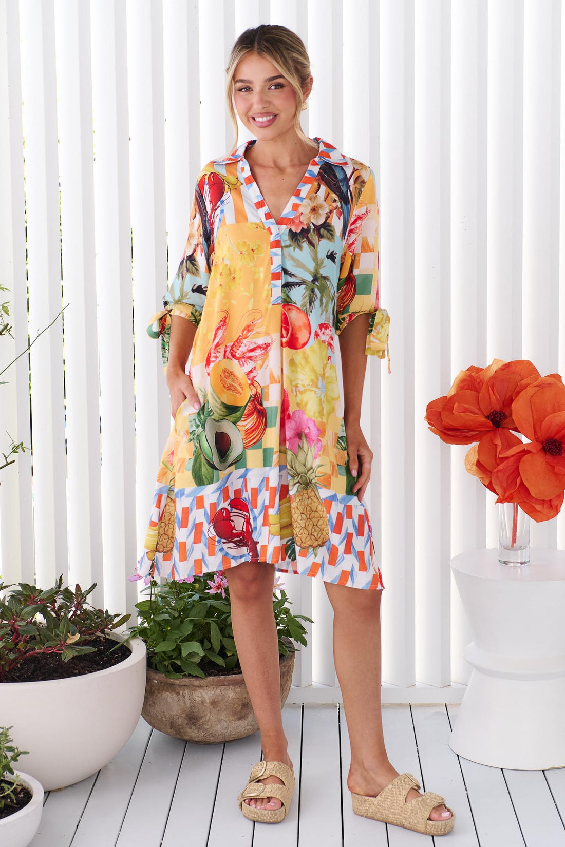 Tie Sleeve A-line Dress - Endless Summer